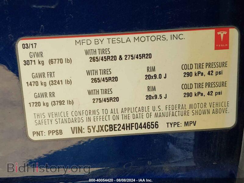 2017 Tesla MODEL X (VIN 5YJXCBE24HF044656) — photo 9 of 19