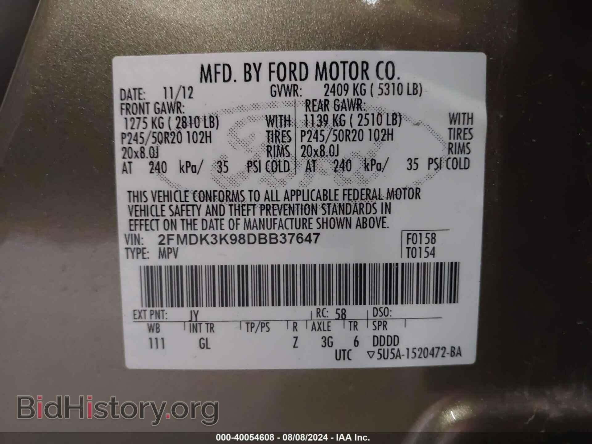 2013 FORD EDGE - VIN: 2FMDK3K98DBB37647 - Photo 9