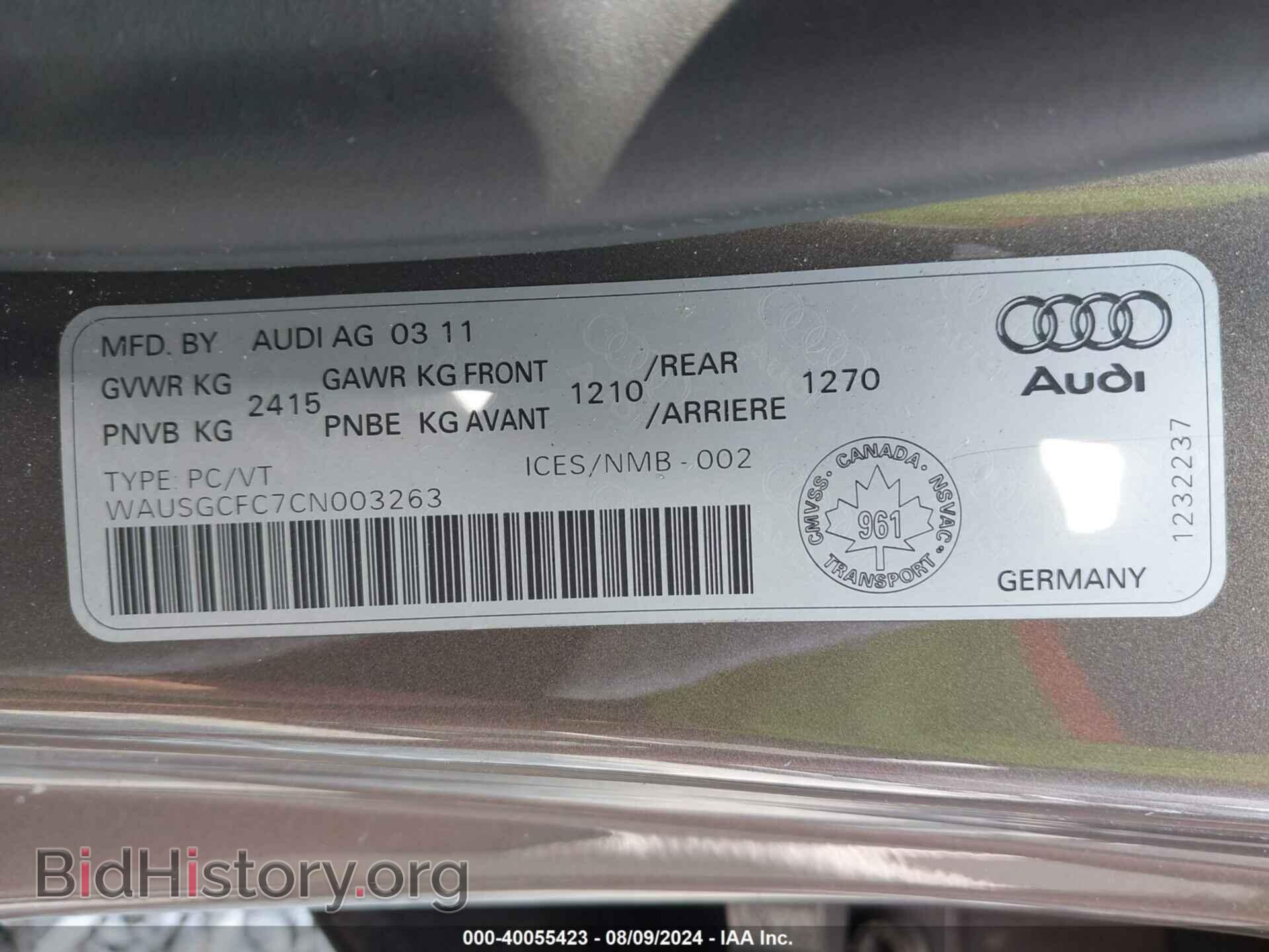 2012 AUDI A7 - VIN: WAUSGCFC7CN003263 - Photo 9