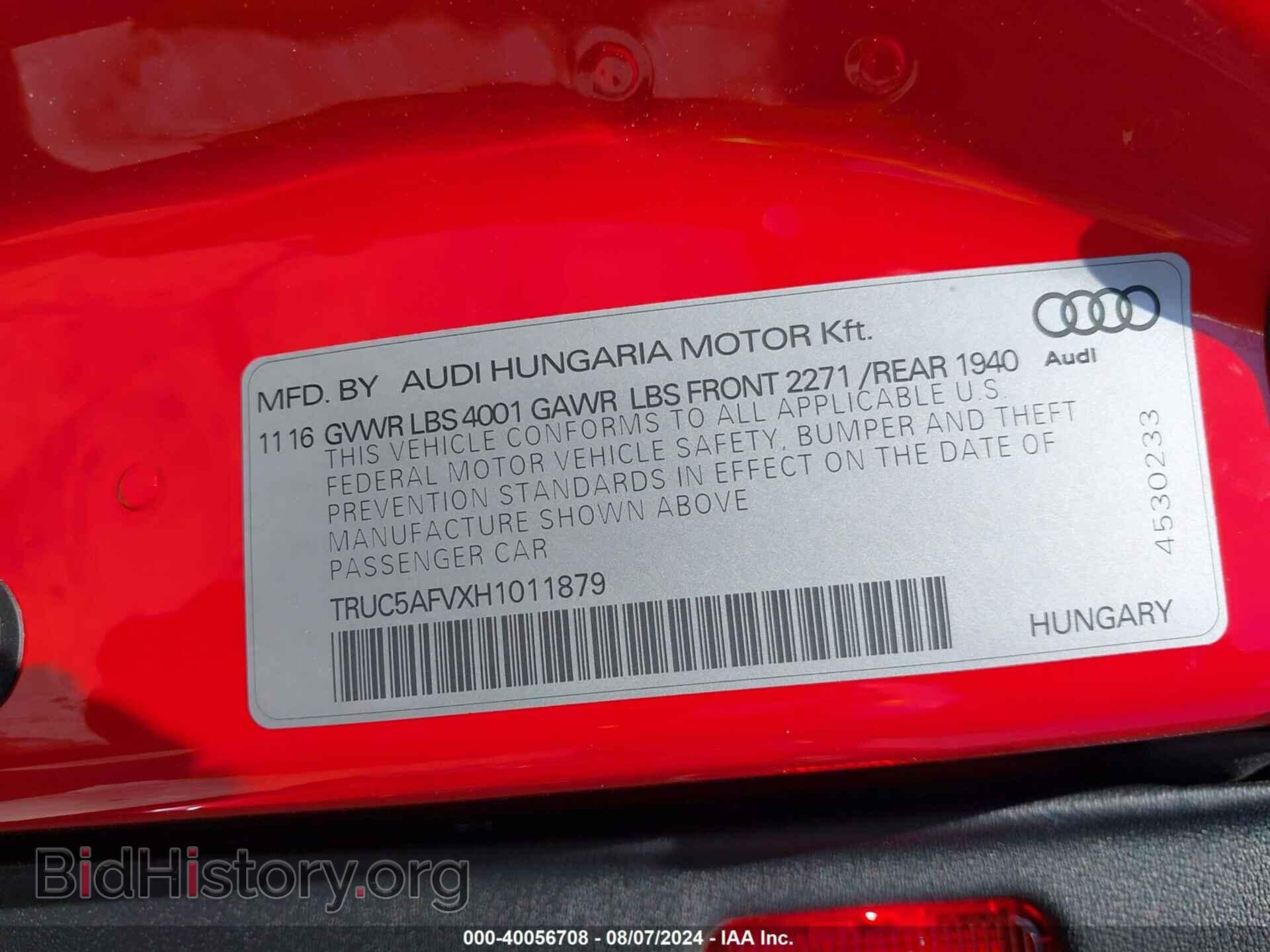 2017 AUDI TT - VIN: TRUC5AFVXH1011879 - Photo 9