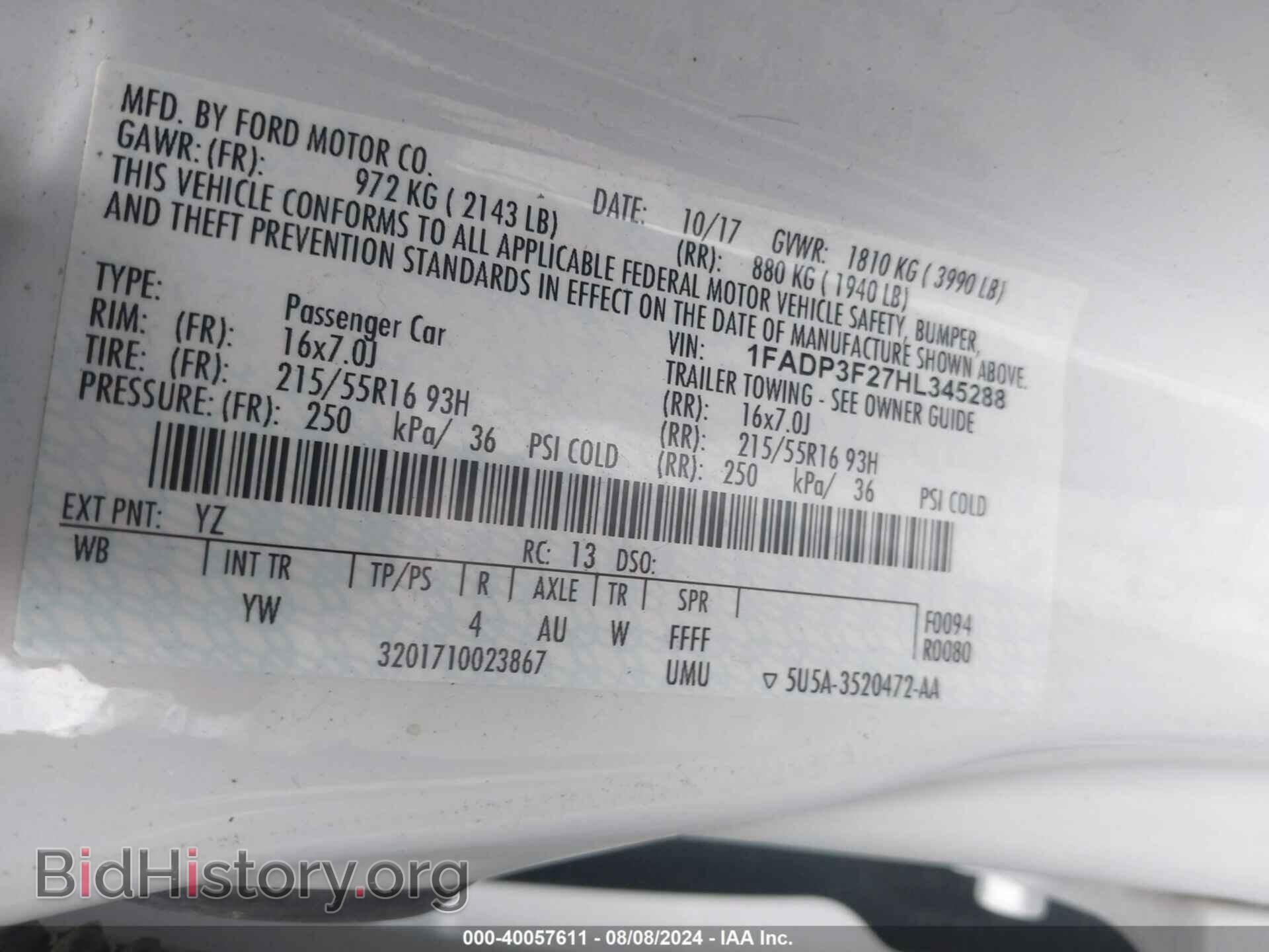 2017 FORD FOCUS - VIN: 1FADP3F27HL345288 - Photo 9