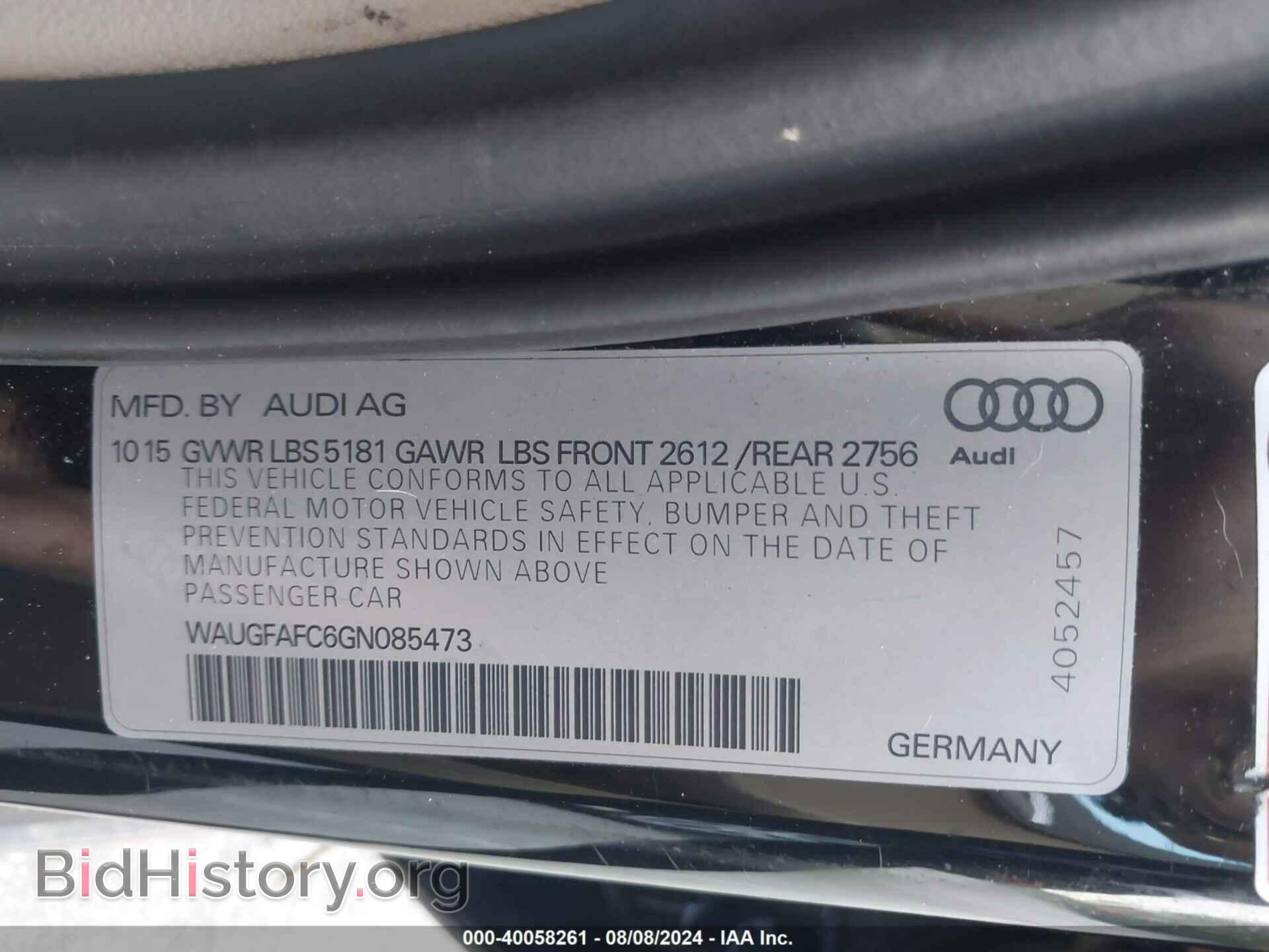 2016 AUDI A6 - VIN: WAUGFAFC6GN085473 - Фото 9