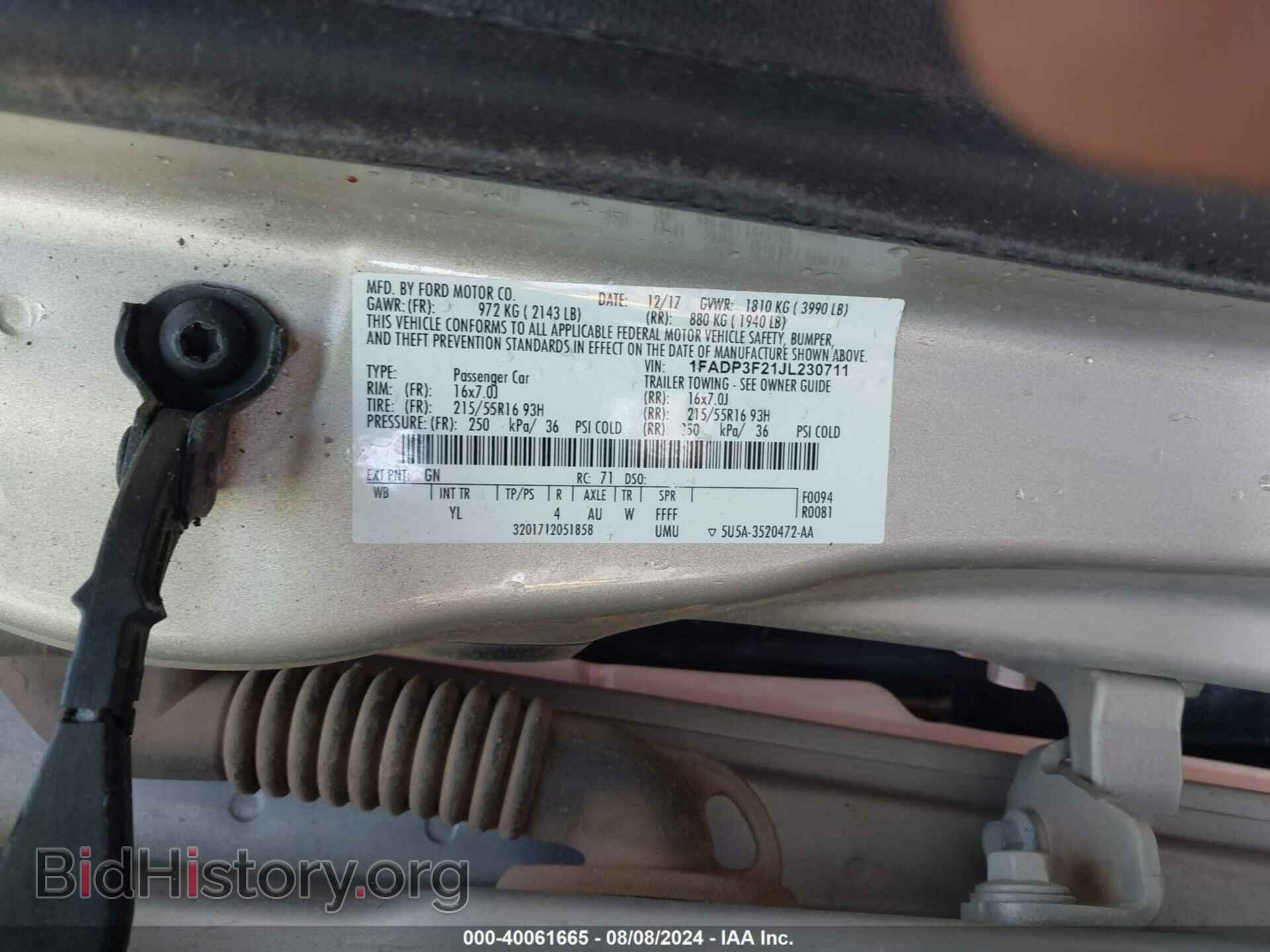 2018 FORD FOCUS - VIN: 1FADP3F21JL230711 - Фото 9