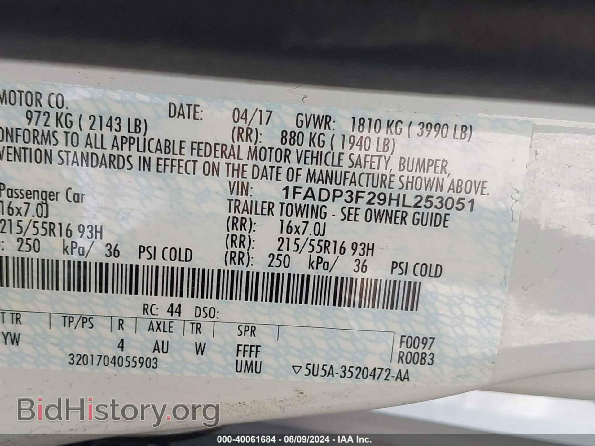 2017 FORD FOCUS - VIN: 1FADP3F29HL253051 - Фото 9