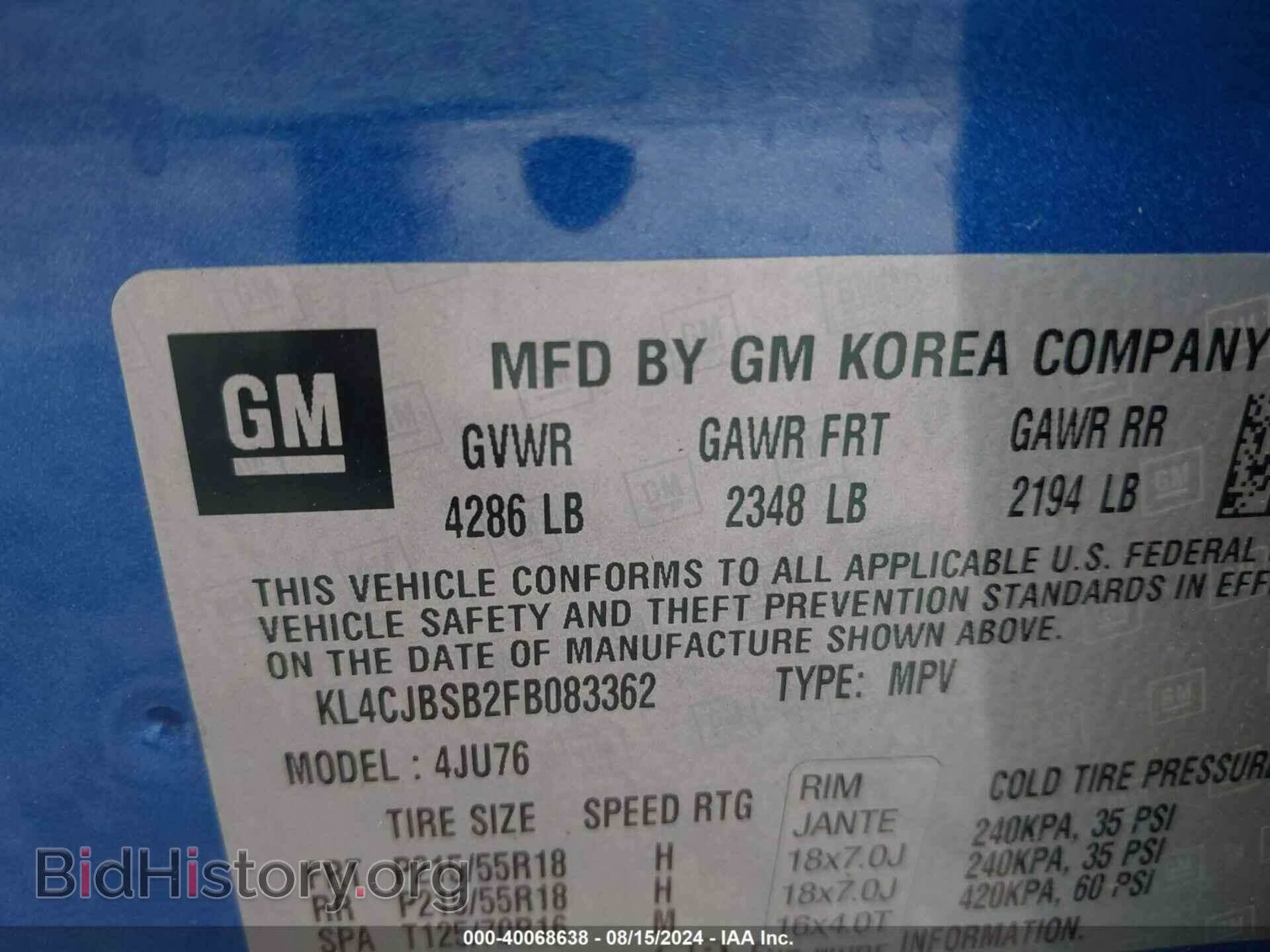 2015 BUICK ENCORE - VIN: KL4CJBSB2FB083362 - Photo 9