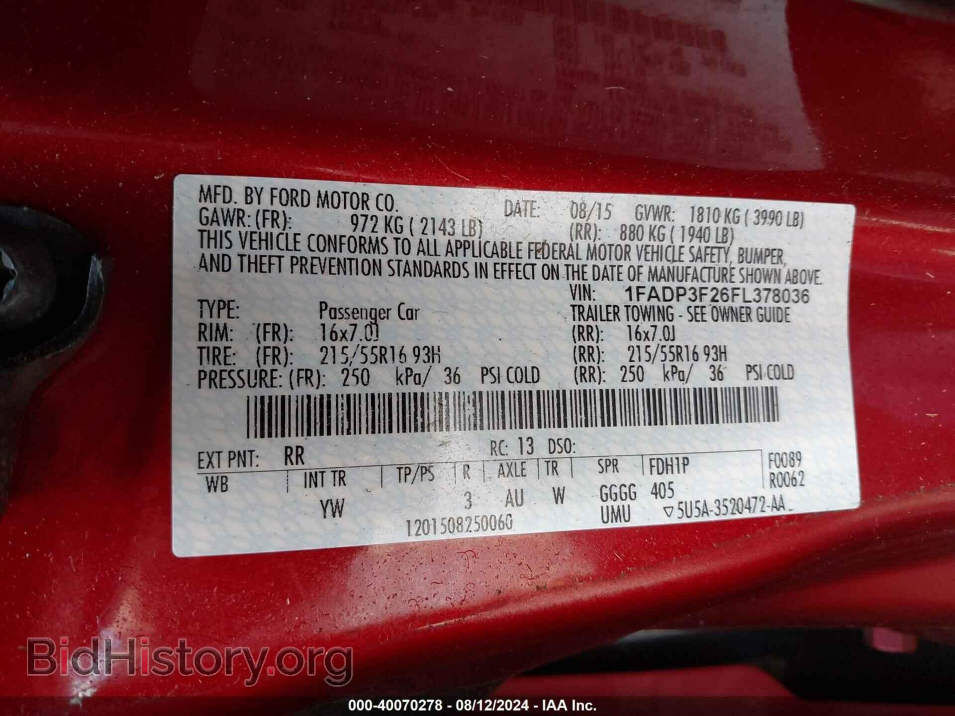 2015 FORD FOCUS - VIN: 1FADP3F26FL378036 - Фото 9