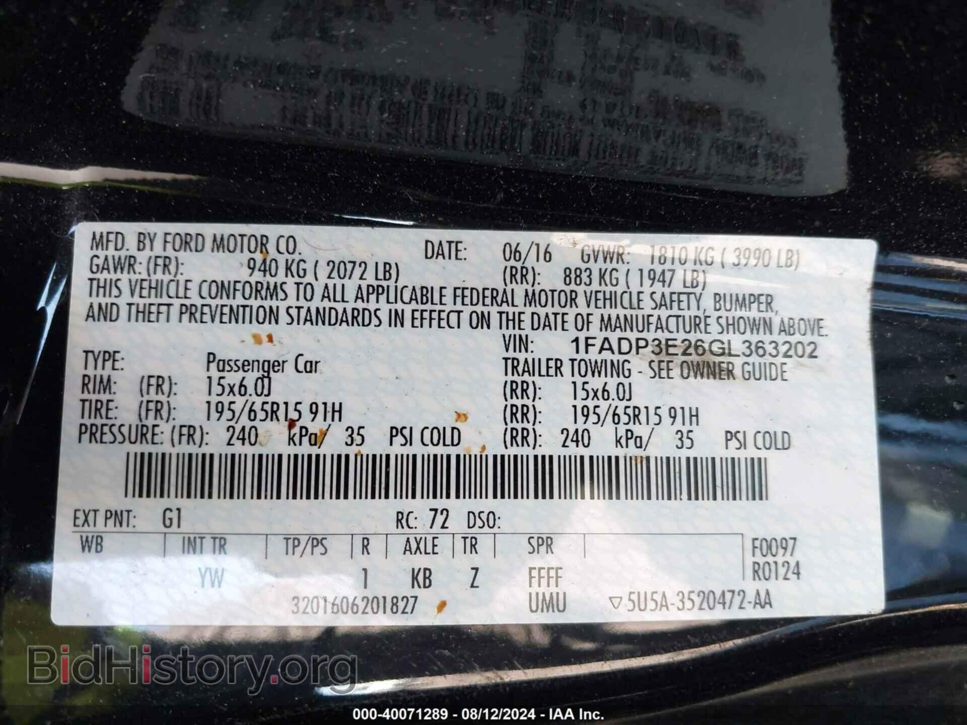 2016 FORD FOCUS - VIN: 1FADP3E26GL363202 - Фото 9