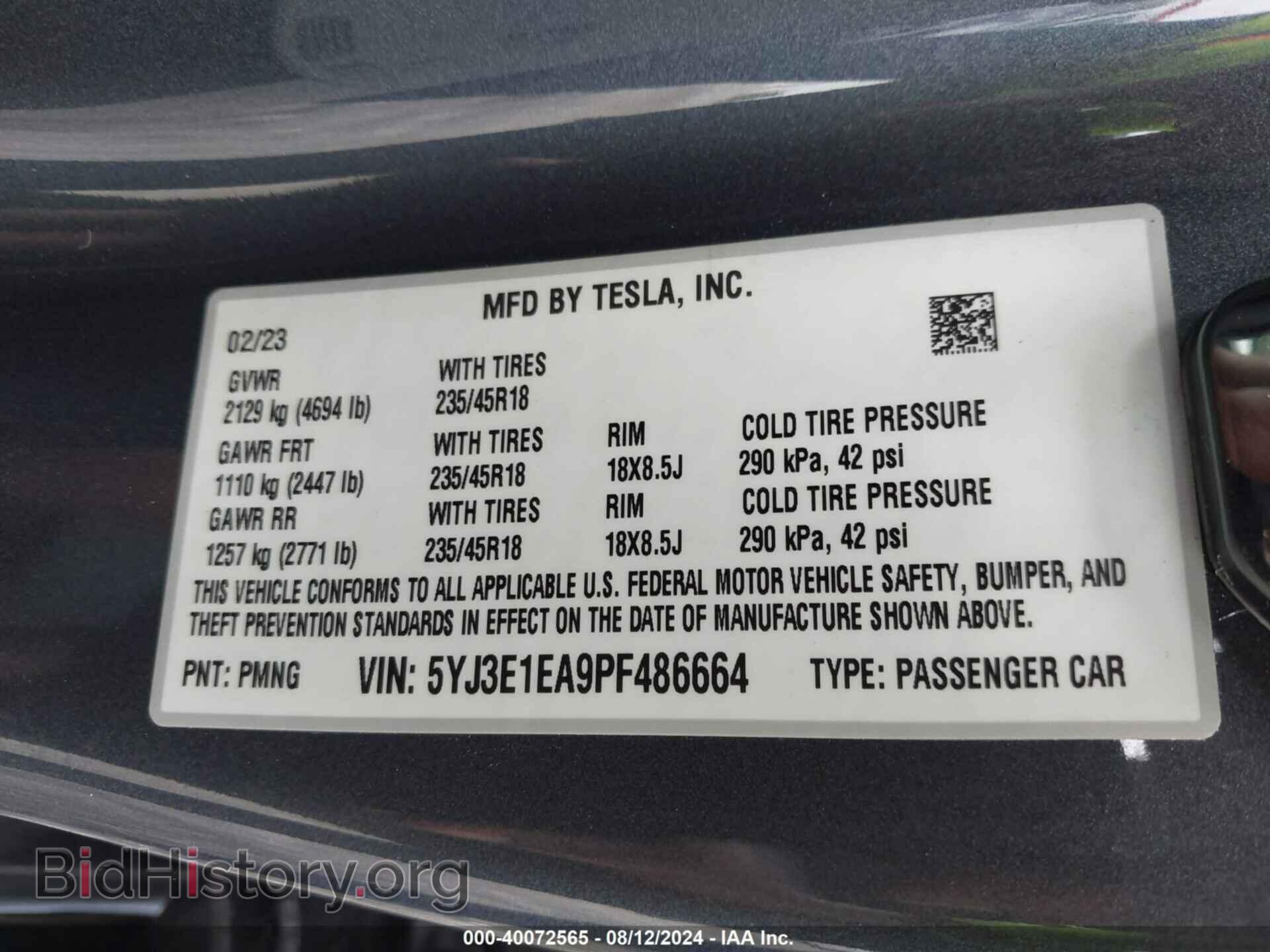 2023 TESLA MODEL 3 - VIN: 5YJ3E1EA9PF486664 - Фото 9