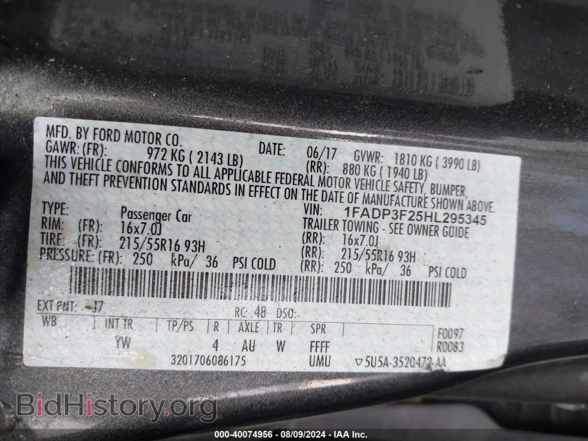 2017 FORD FOCUS - VIN: 1FADP3F25HL295345 - Фото 9