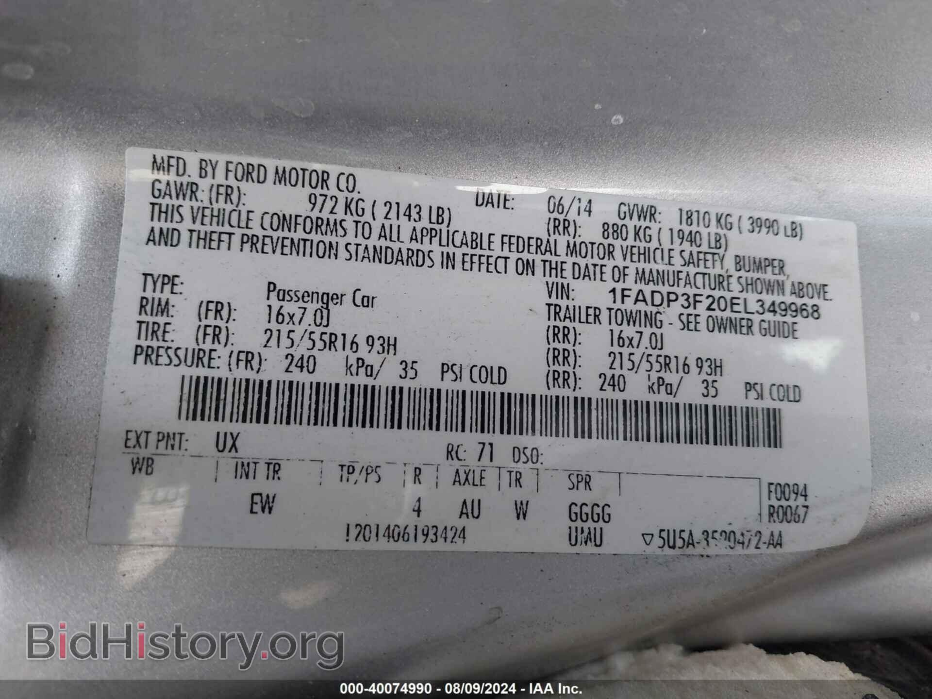 2014 FORD FOCUS - VIN: 1FADP3F20EL349968 - Photo 9