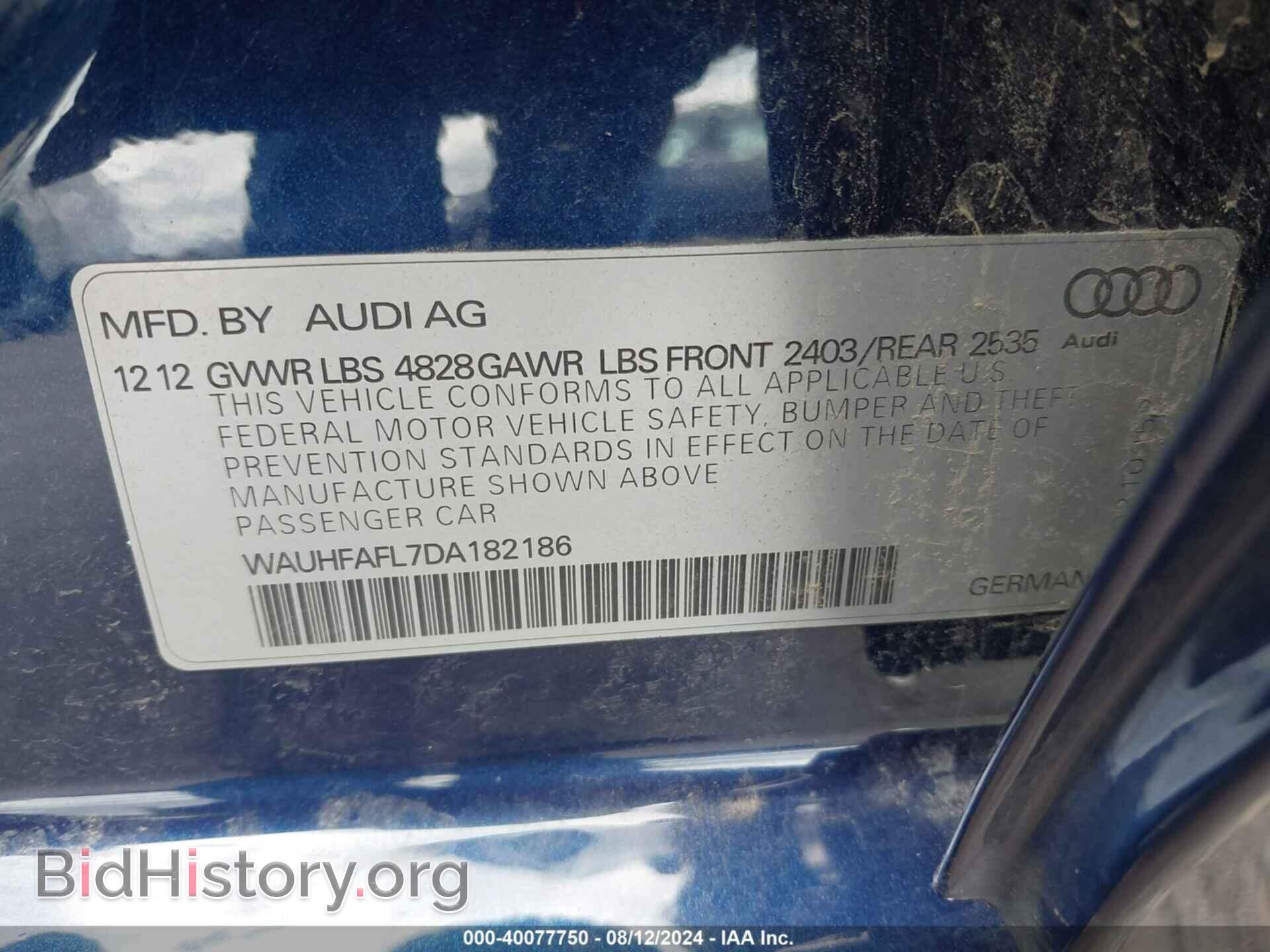 2013 AUDI A4 - VIN: WAUHFAFL7DA182186 - Фото 9