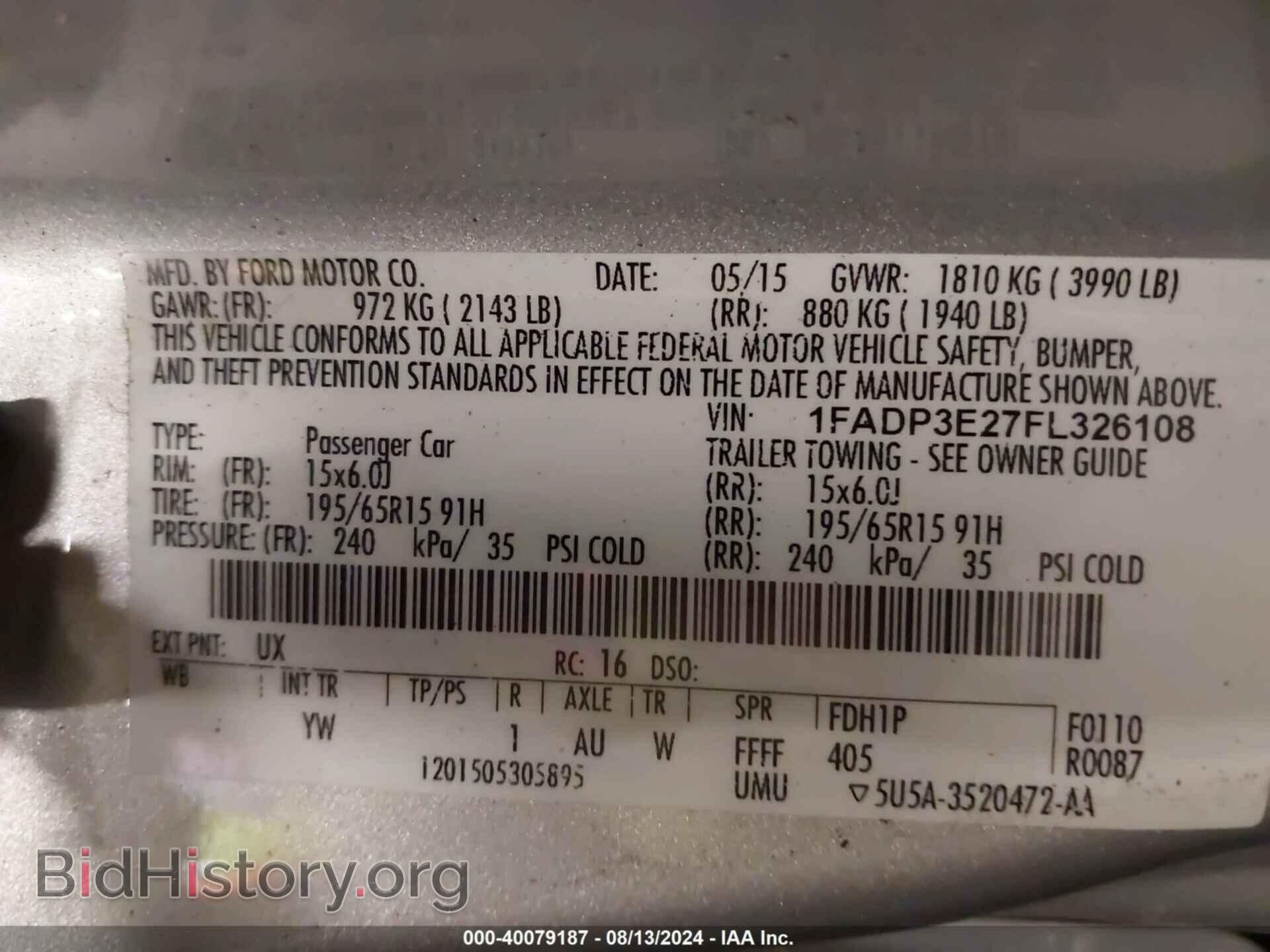 2015 FORD FOCUS - VIN: 1FADP3E27FL326108 - Фото 9