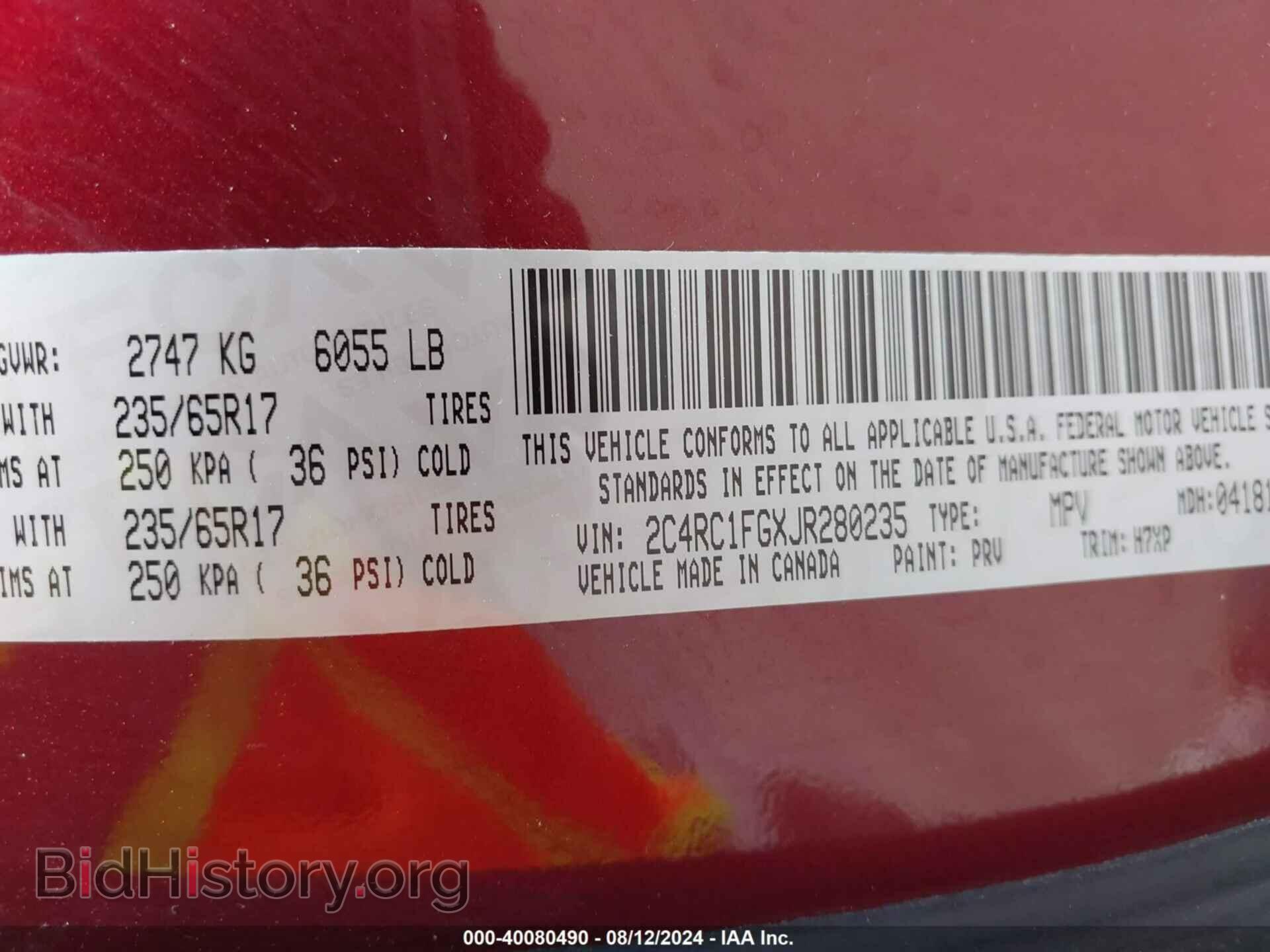 2018 CHRYSLER PACIFICA - VIN: 2C4RC1FGXJR280235 - Фото 9