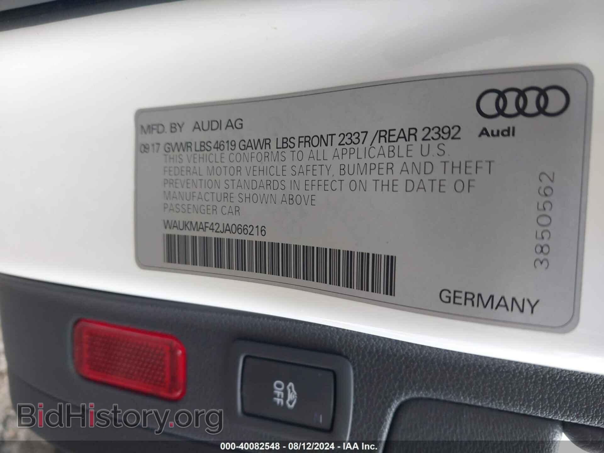 2017 AUDI A4 - VIN: WAUENAF44HN035028 - Фото 9