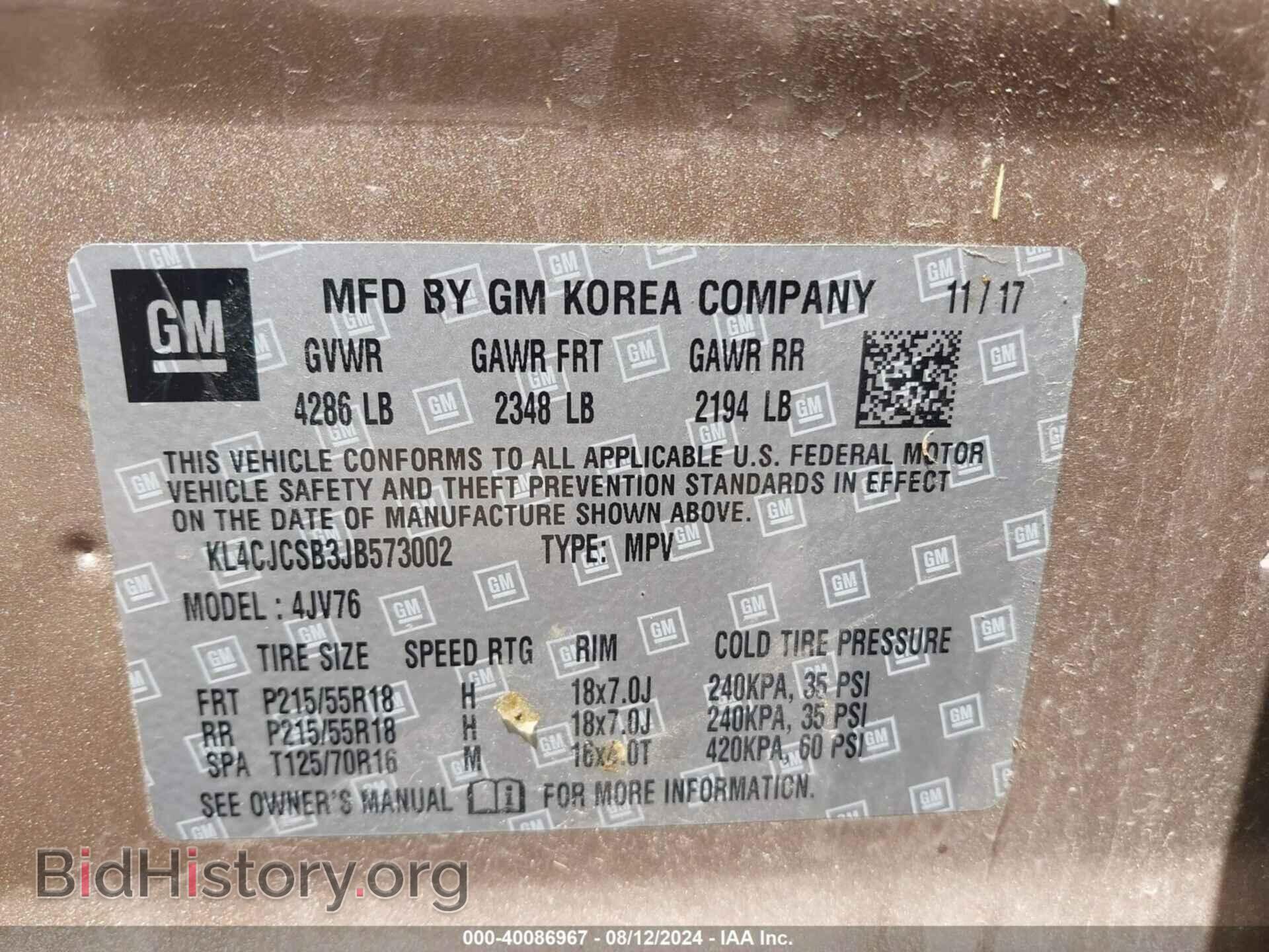2018 BUICK ENCORE - VIN: KL4CJCSB3JB573002 - Фото 9