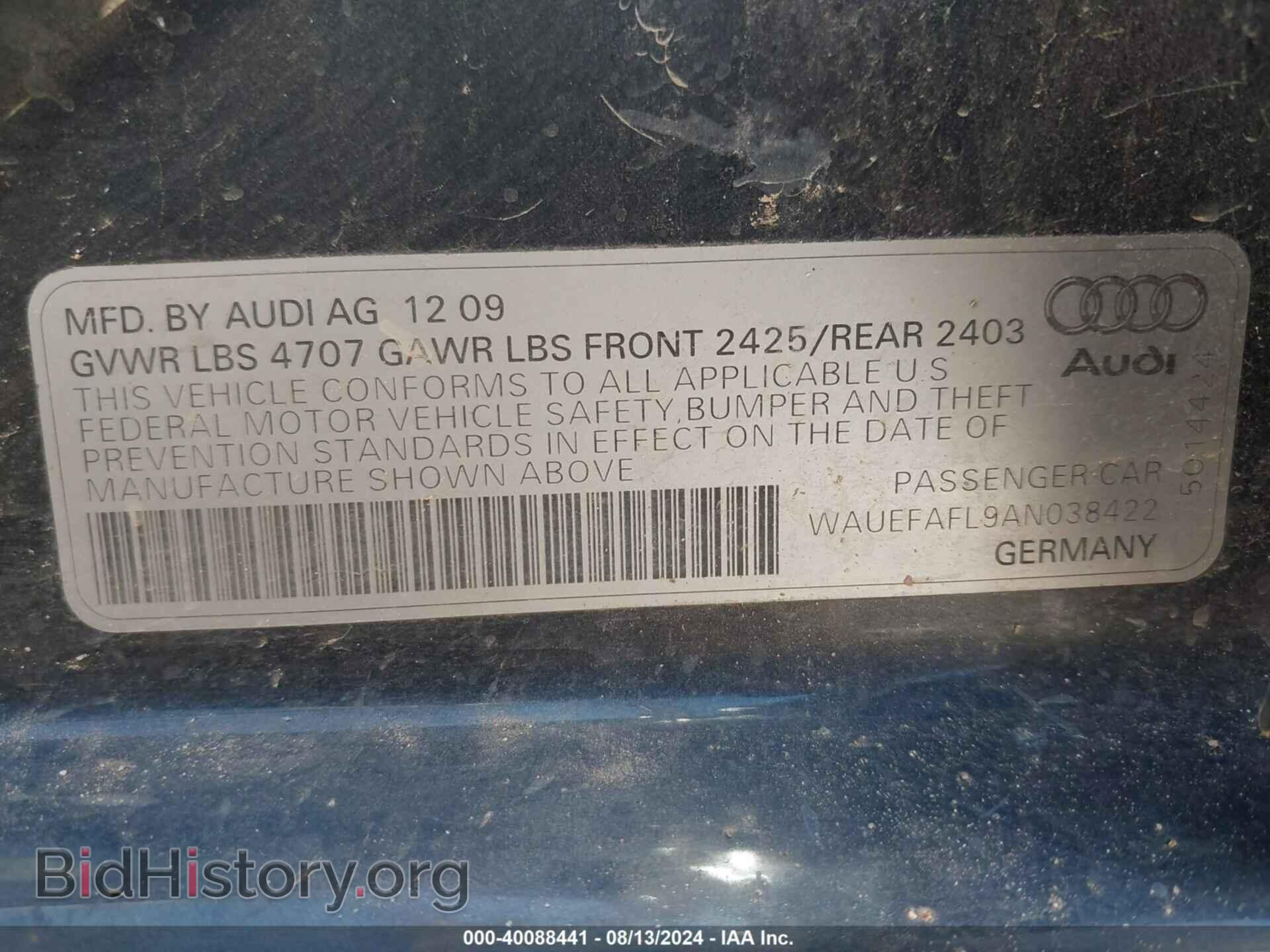 2010 AUDI A4 - VIN: WAUEFAFL9AN038422 - Фото 9