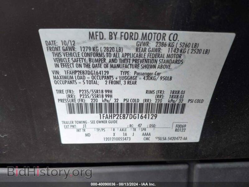 2013 Ford TAURUS (VIN 1FAHP2E87DG164129) — photo 9 of 11