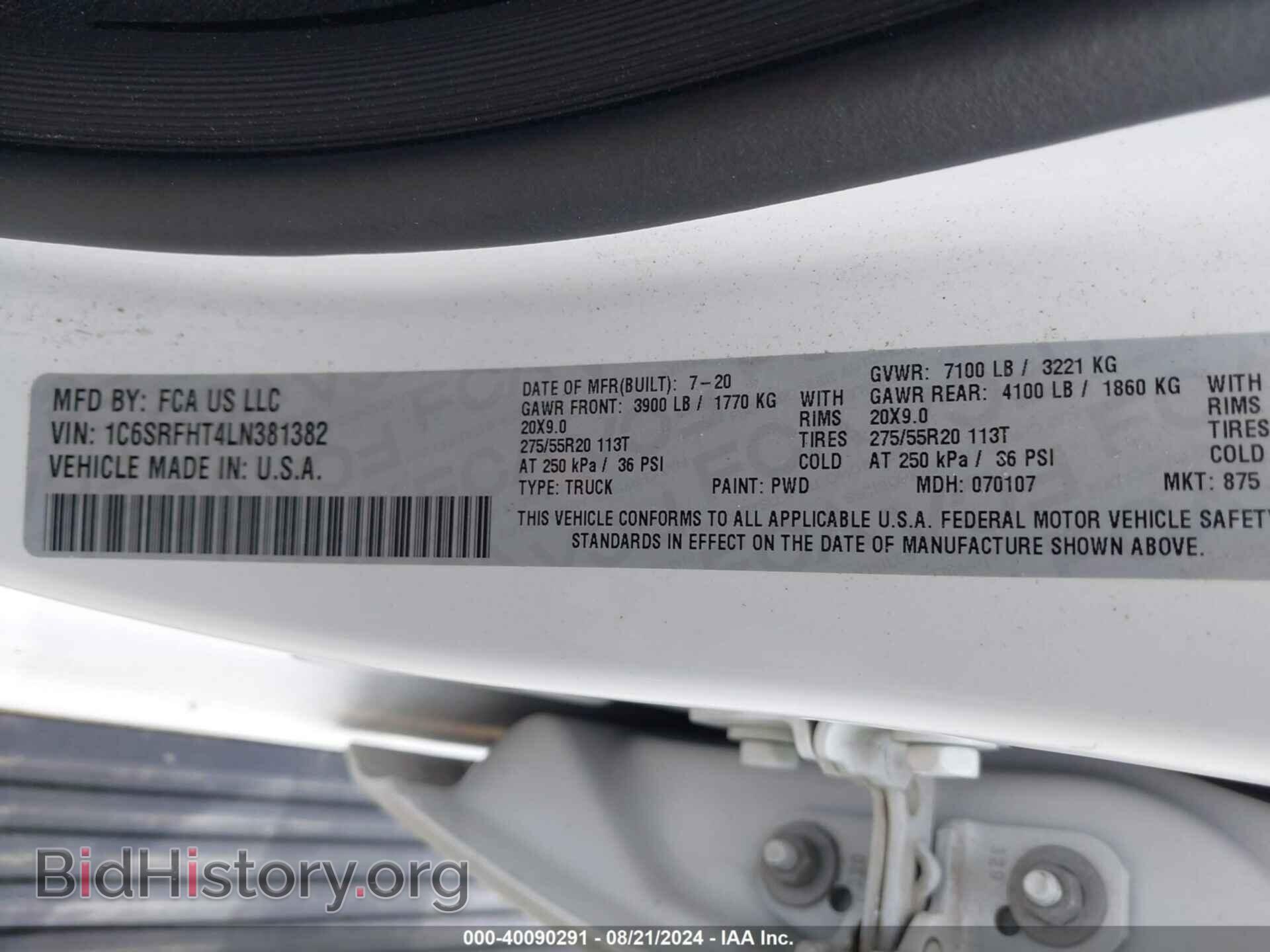 2020 RAM 1500 - VIN: 1C6SRFHT4LN381382 - Фото 9