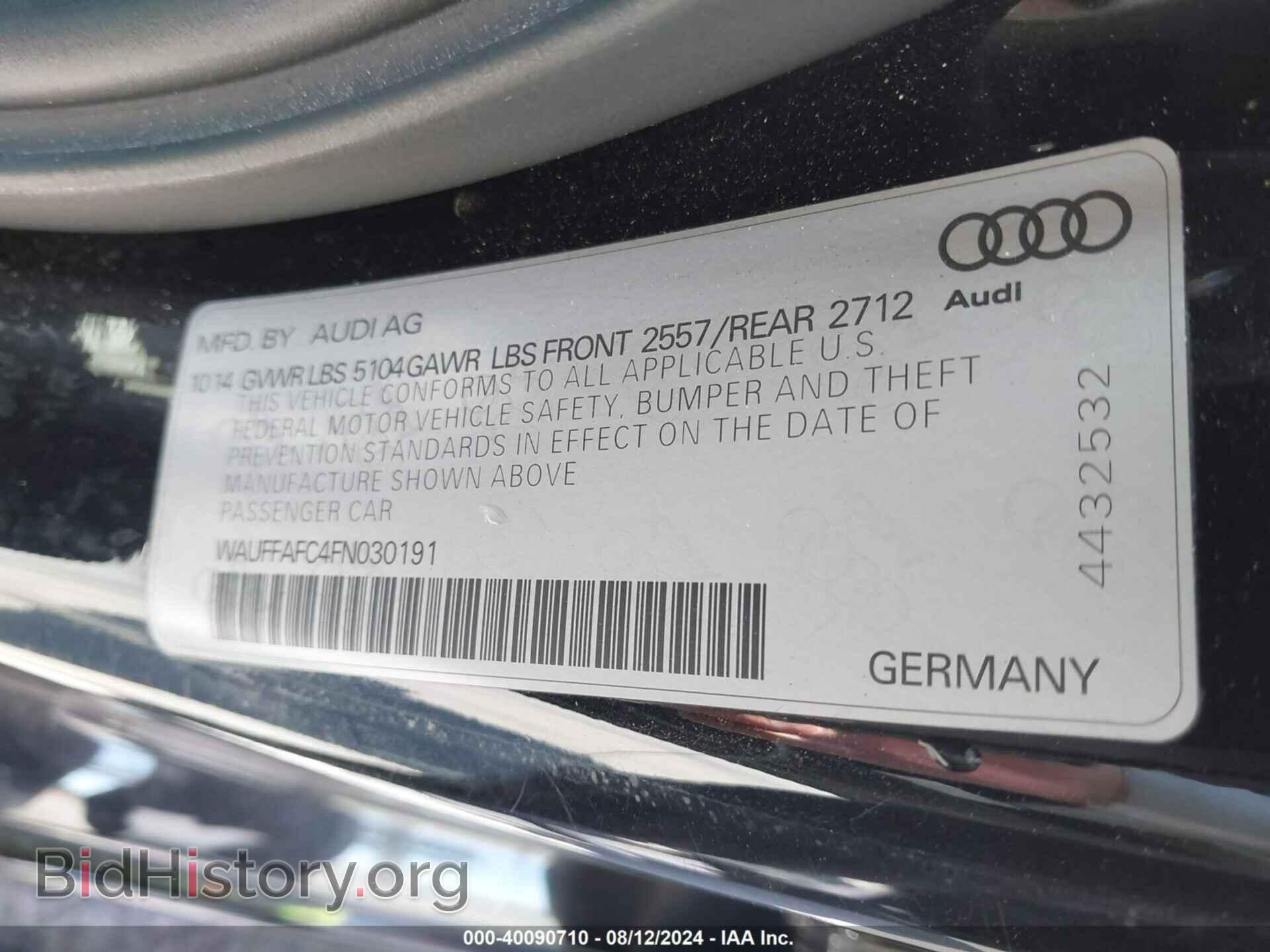 2015 AUDI A6 - VIN: WAUFFAFC4FN030191 - Фото 9