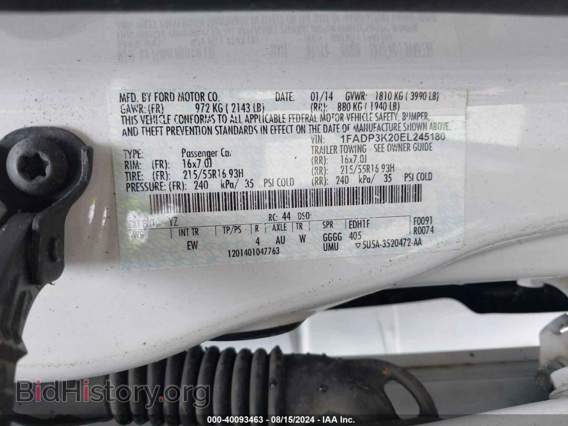 2014 FORD FOCUS - VIN: 1FADP3K20EL245180 - Фото 9