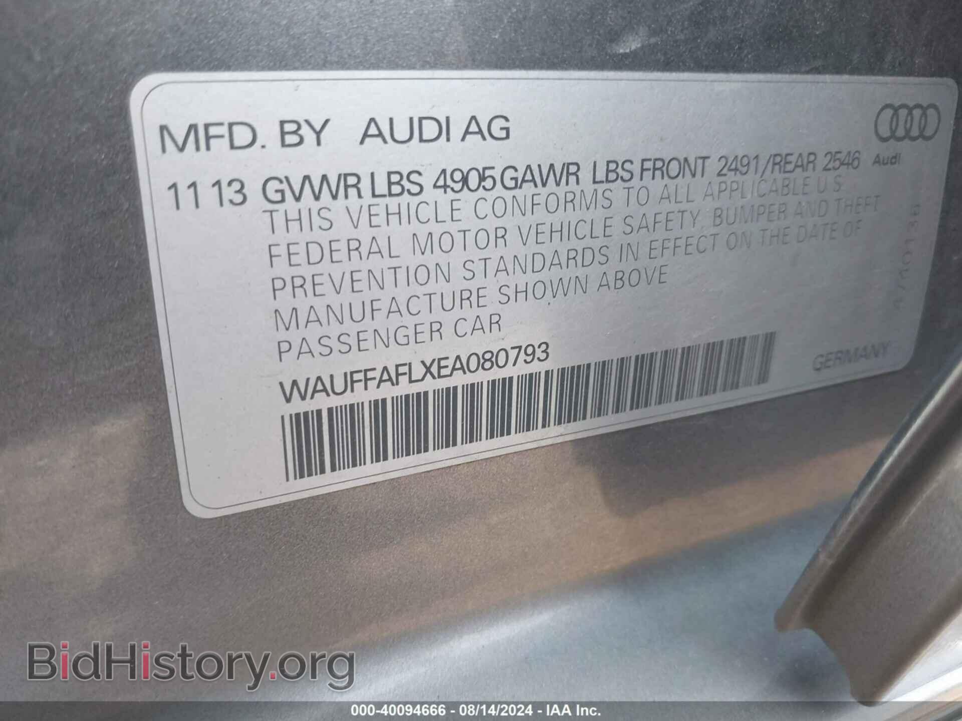 2014 AUDI A4 - VIN: WAUFFAFLXEA080793 - Photo 9