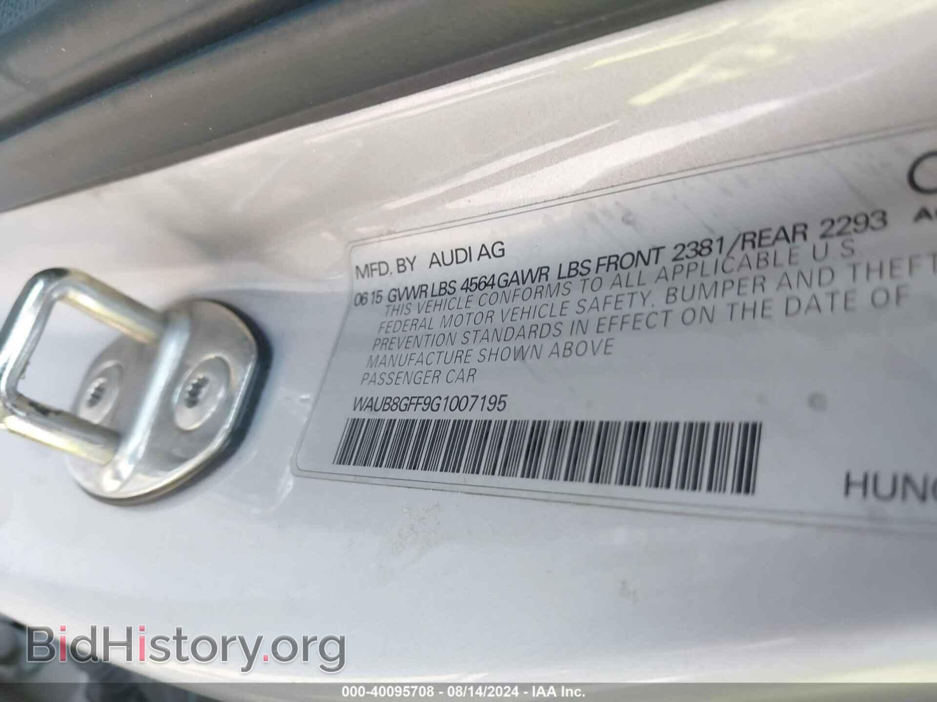 2016 AUDI A3 - VIN: WAUB8GFF9G1007195 - Фото 9