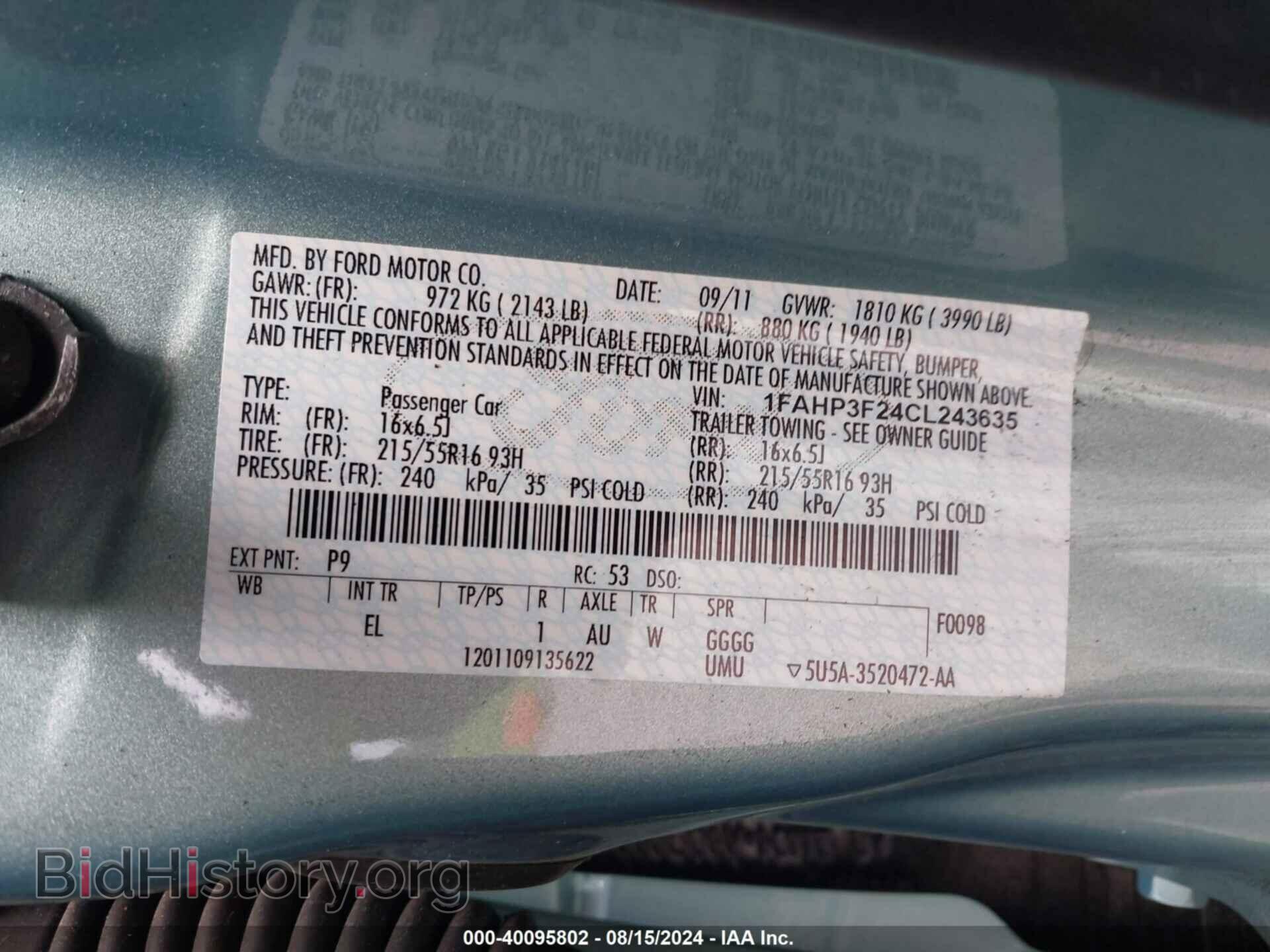 2012 FORD FOCUS - VIN: 1FAHP3F24CL243635 - Фото 9