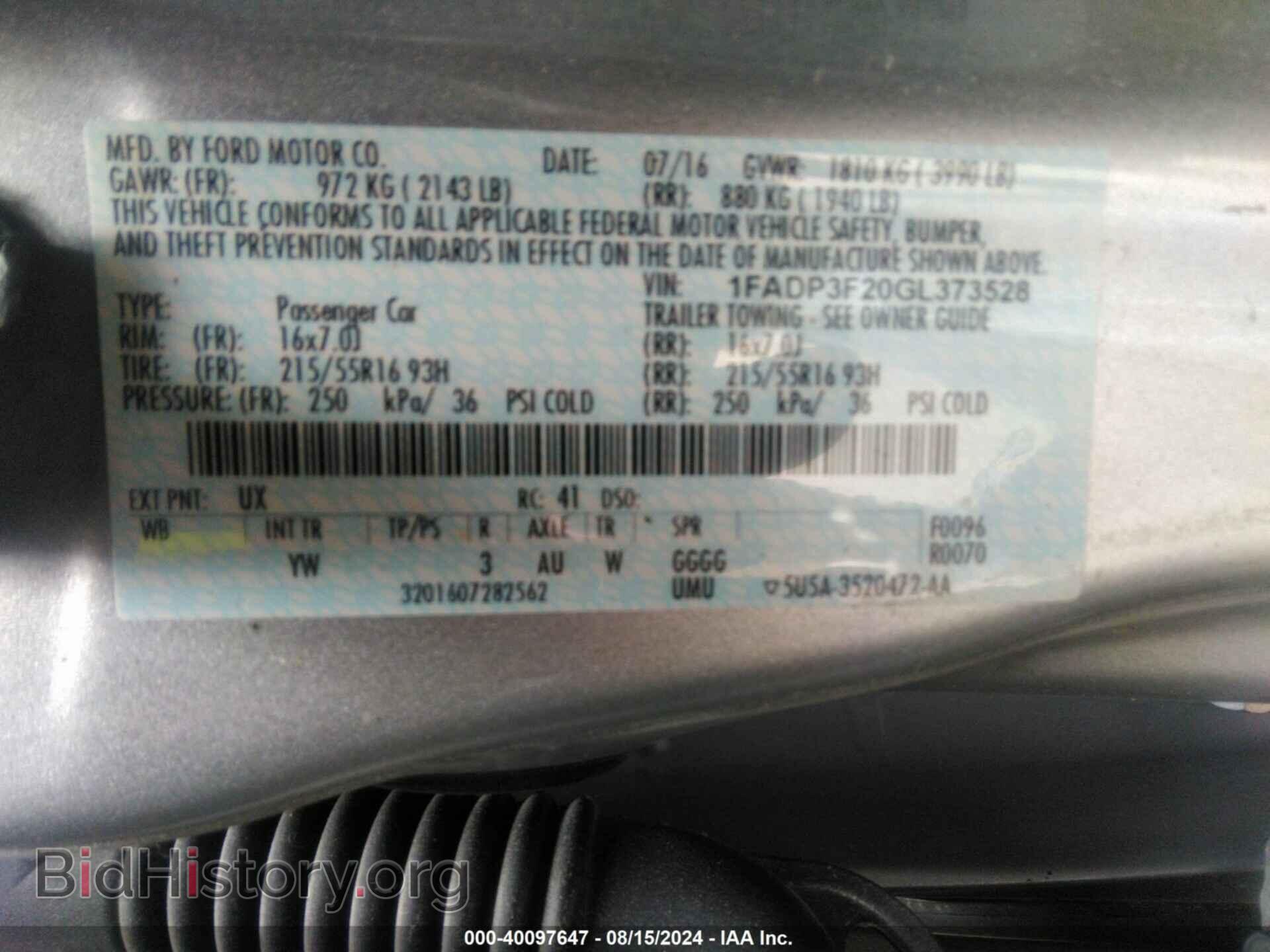 2016 FORD FOCUS - VIN: 1FADP3F20GL373528 - Фото 9