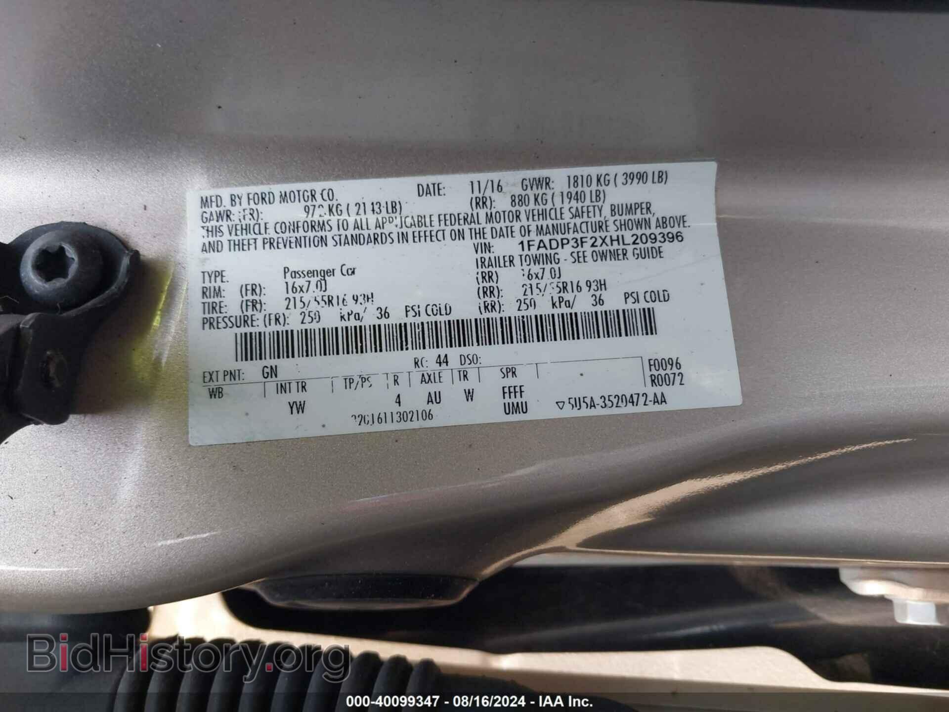 2017 FORD FOCUS - VIN: 1FADP3F2XHL209396 - Фото 9