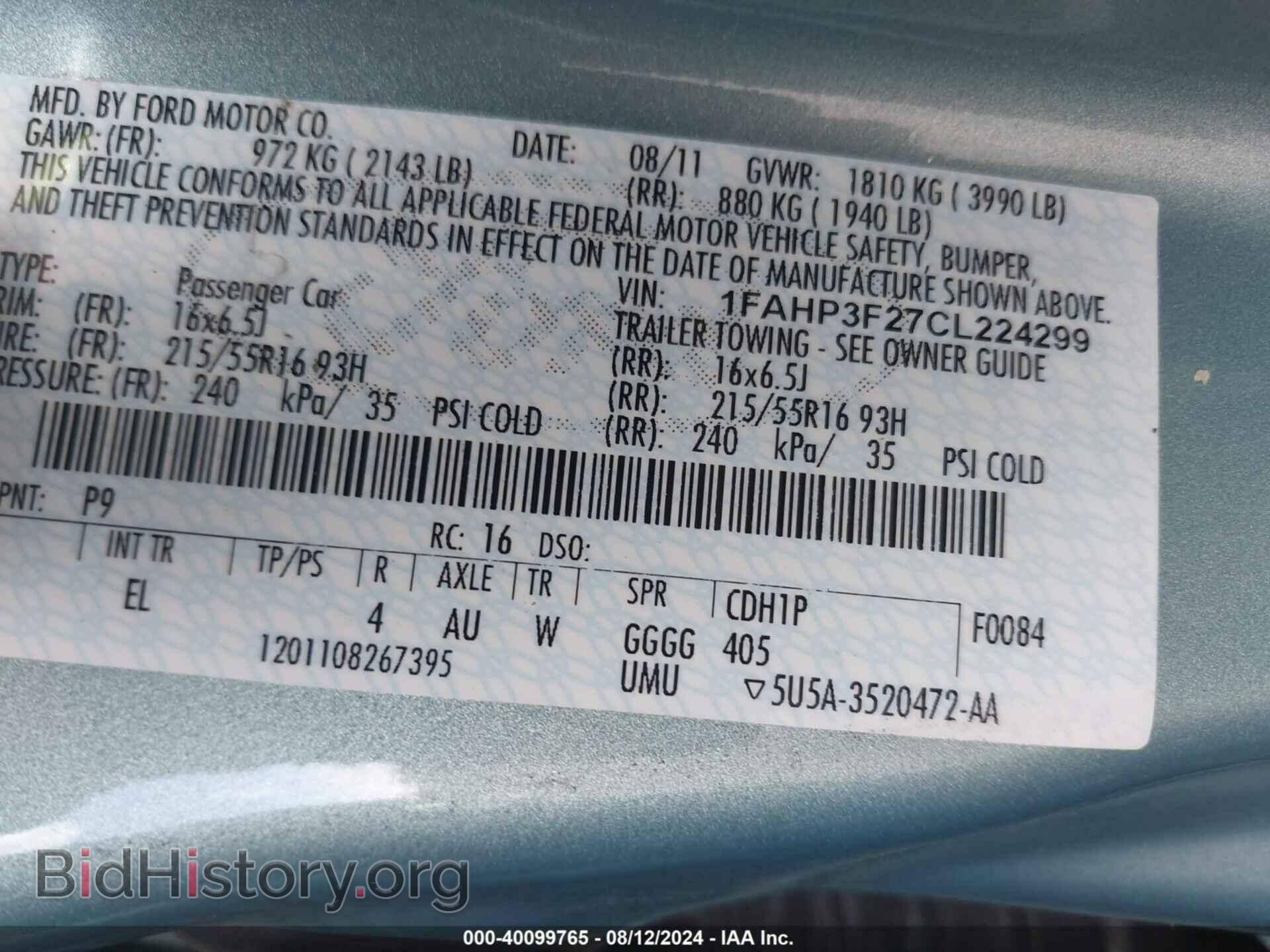 2012 FORD FOCUS - VIN: 1FAHP3F27CL224299 - Photo 9