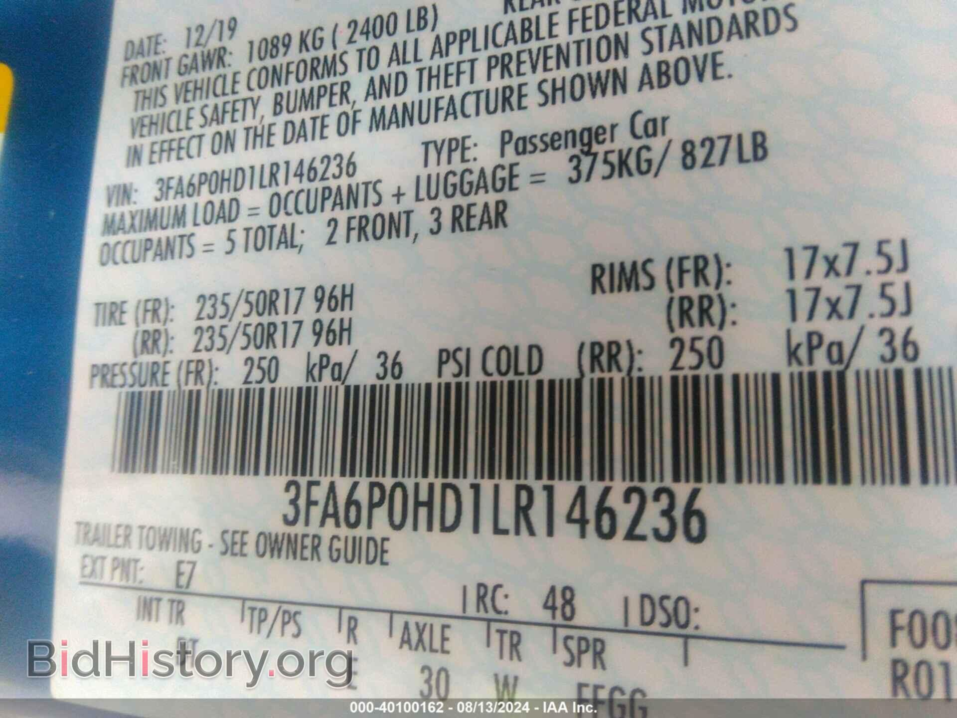 2020 FORD FUSION - VIN: 3FA6P0HD1LR146236 - Фото 9
