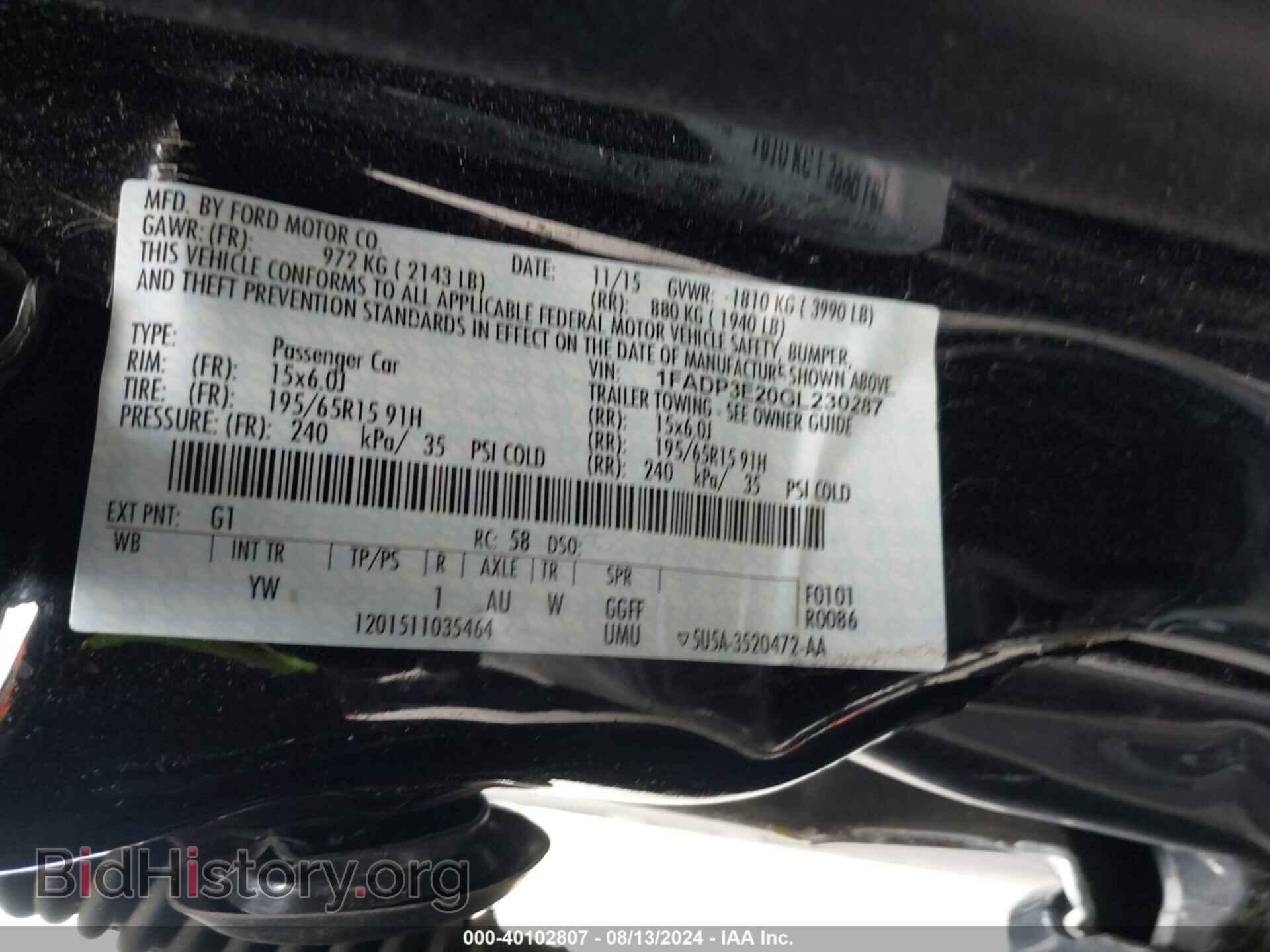 2016 FORD FOCUS - VIN: 1FADP3E20GL230287 - Фото 9