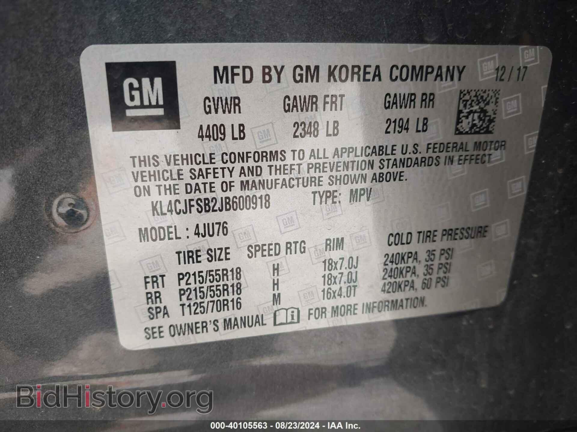 2018 BUICK ENCORE - VIN: KL4CJFSB2JB600918 - Photo 9