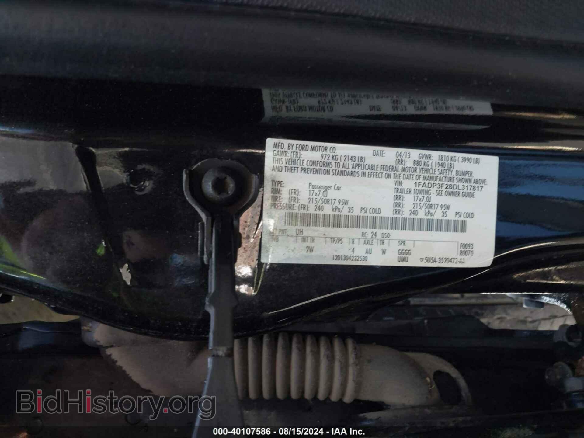 2013 FORD FOCUS - VIN: 1FADP3F28DL317817 - Фото 9