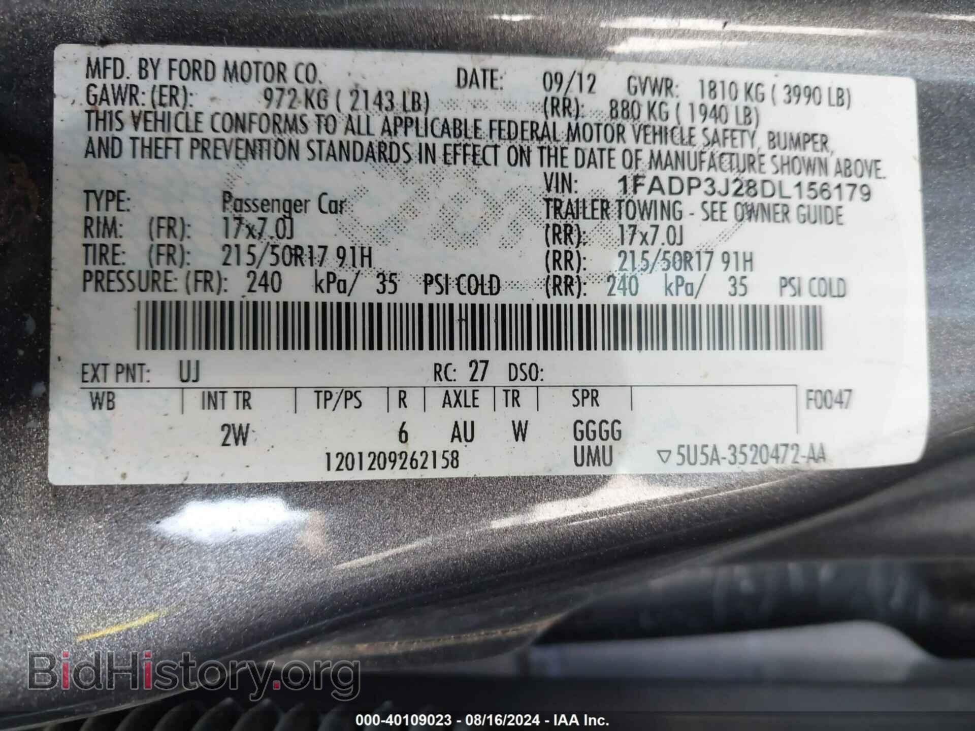 2013 FORD FOCUS - VIN: 1FADP3J28DL156179 - Фото 9