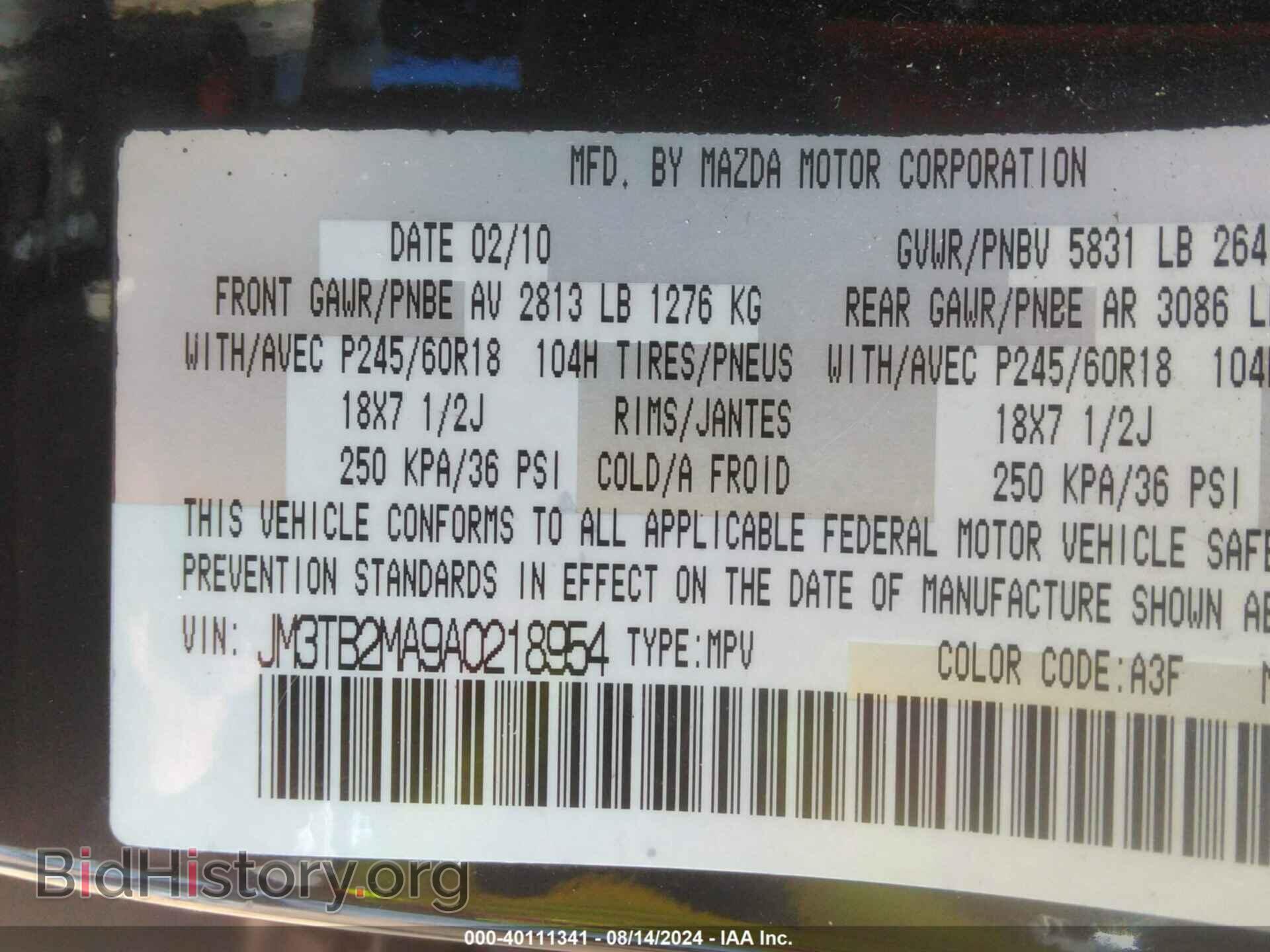 2010 MAZDA CX-9 - VIN: JM3TB2MA9A0218954 - Фото 9