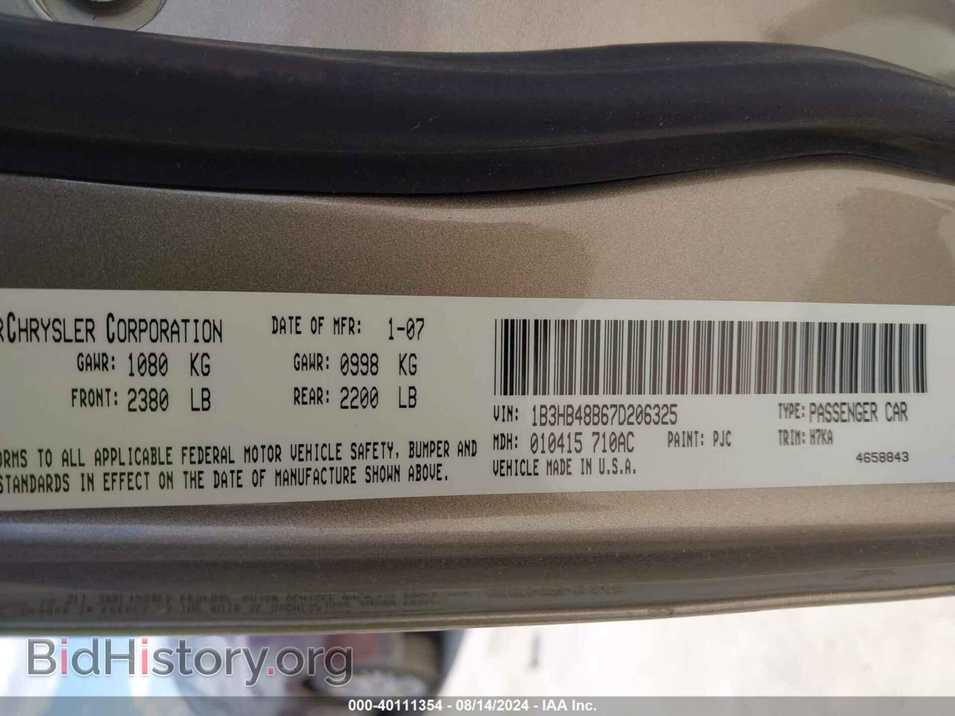 2007 DODGE CALIBER - VIN: 1B3HB48B67D206325 - Photo 9