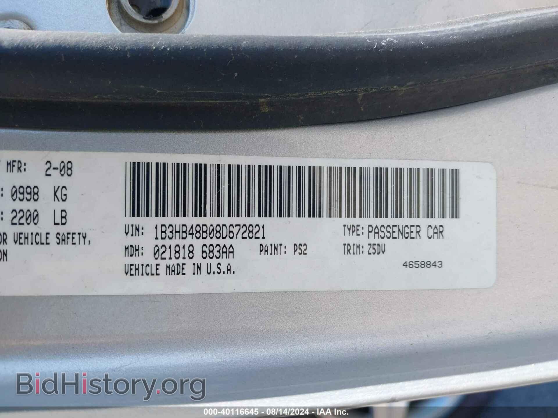 2008 DODGE CALIBER - VIN: 1B3HB48B08D672821 - Photo 9