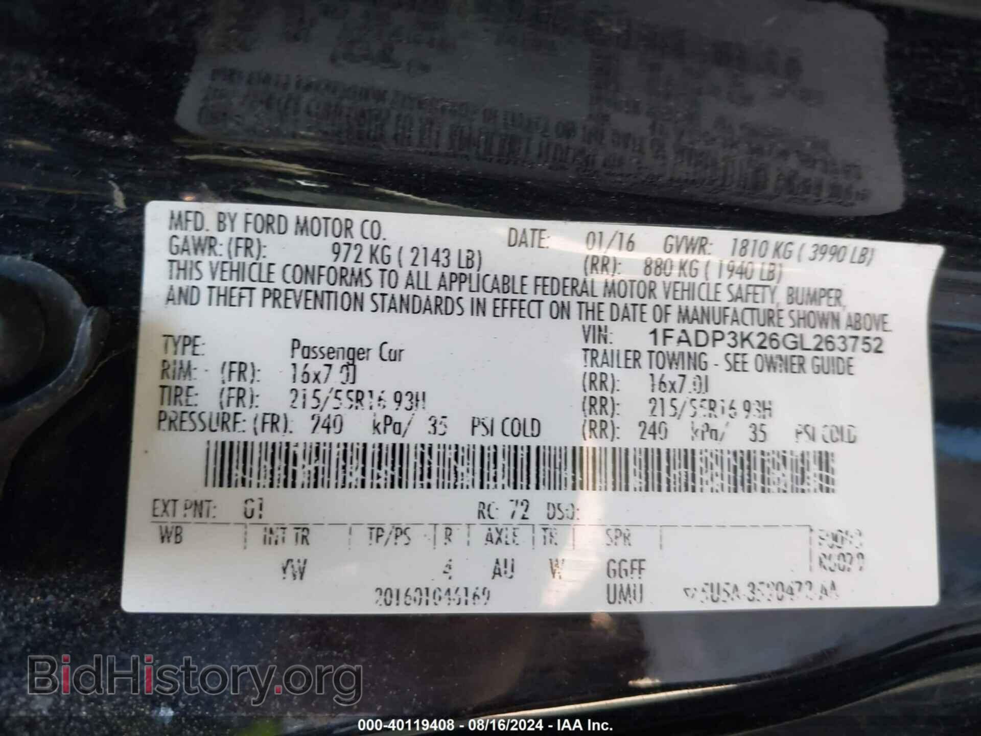 2016 FORD FOCUS - VIN: 1FADP3K26GL263752 - Фото 9