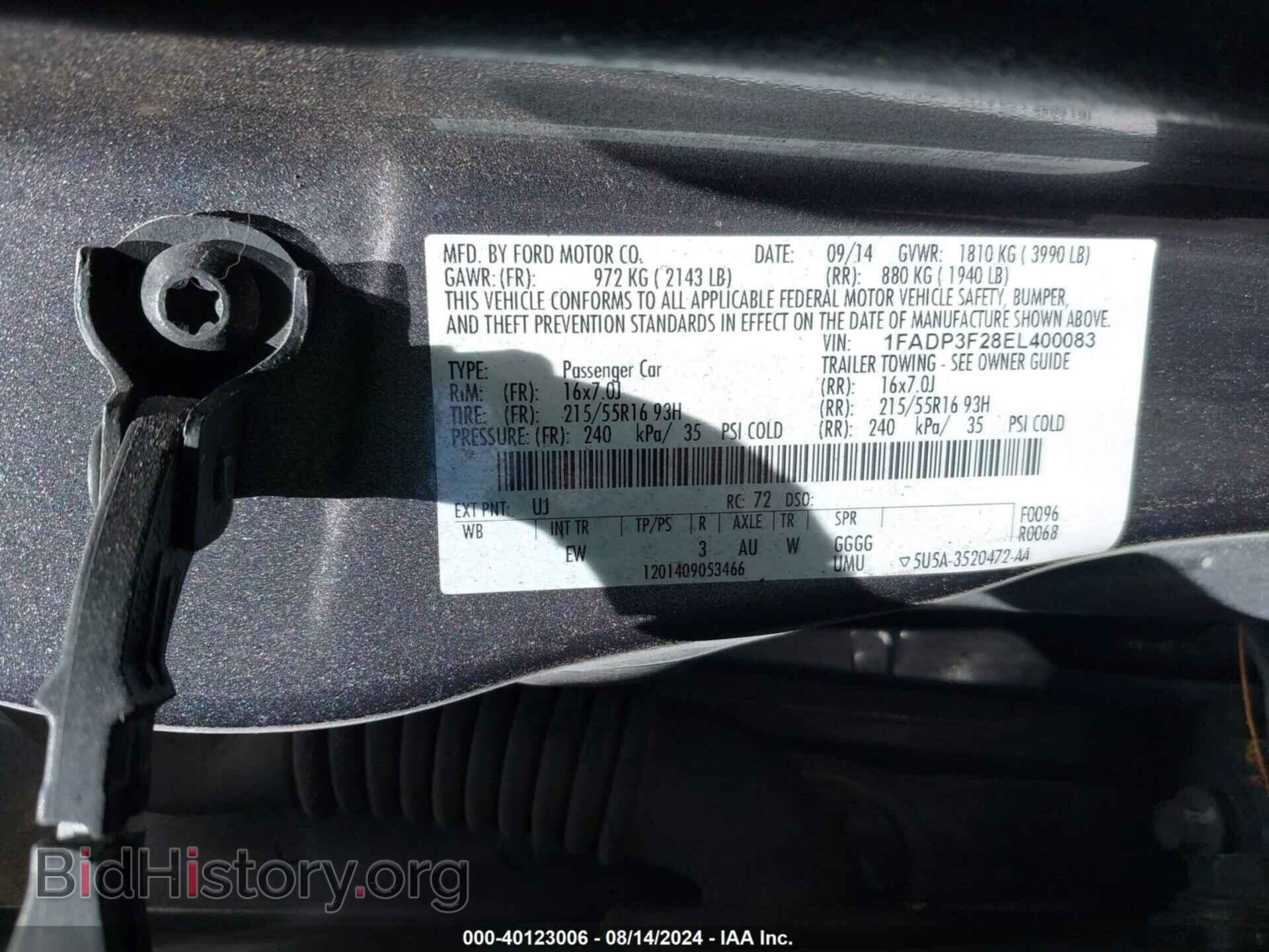 2014 FORD FOCUS - VIN: 1FADP3F28EL400083 - Photo 9