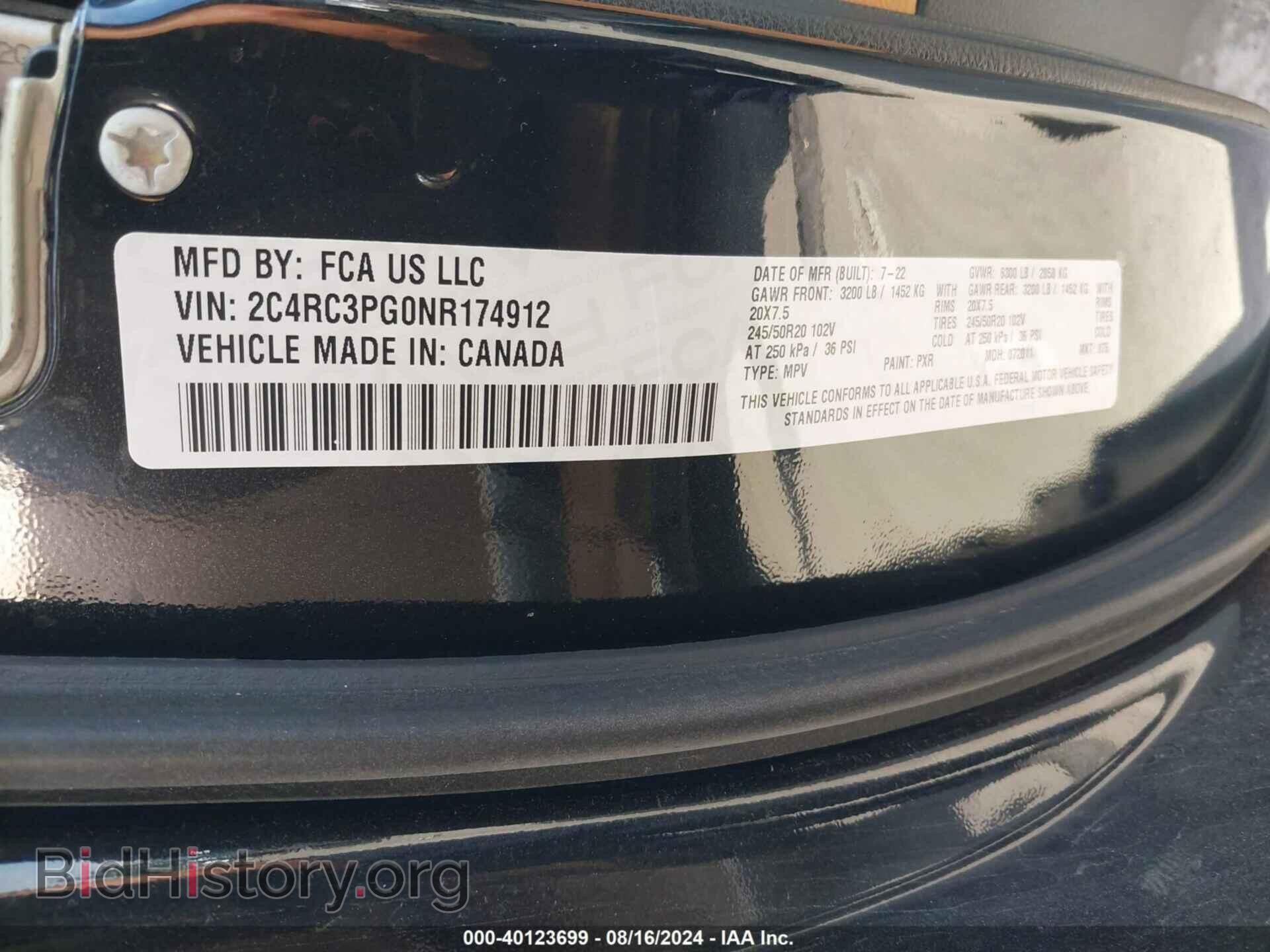 2022 CHRYSLER PACIFICA - VIN: 2C4RC3PG0NR174912 - Фото 9
