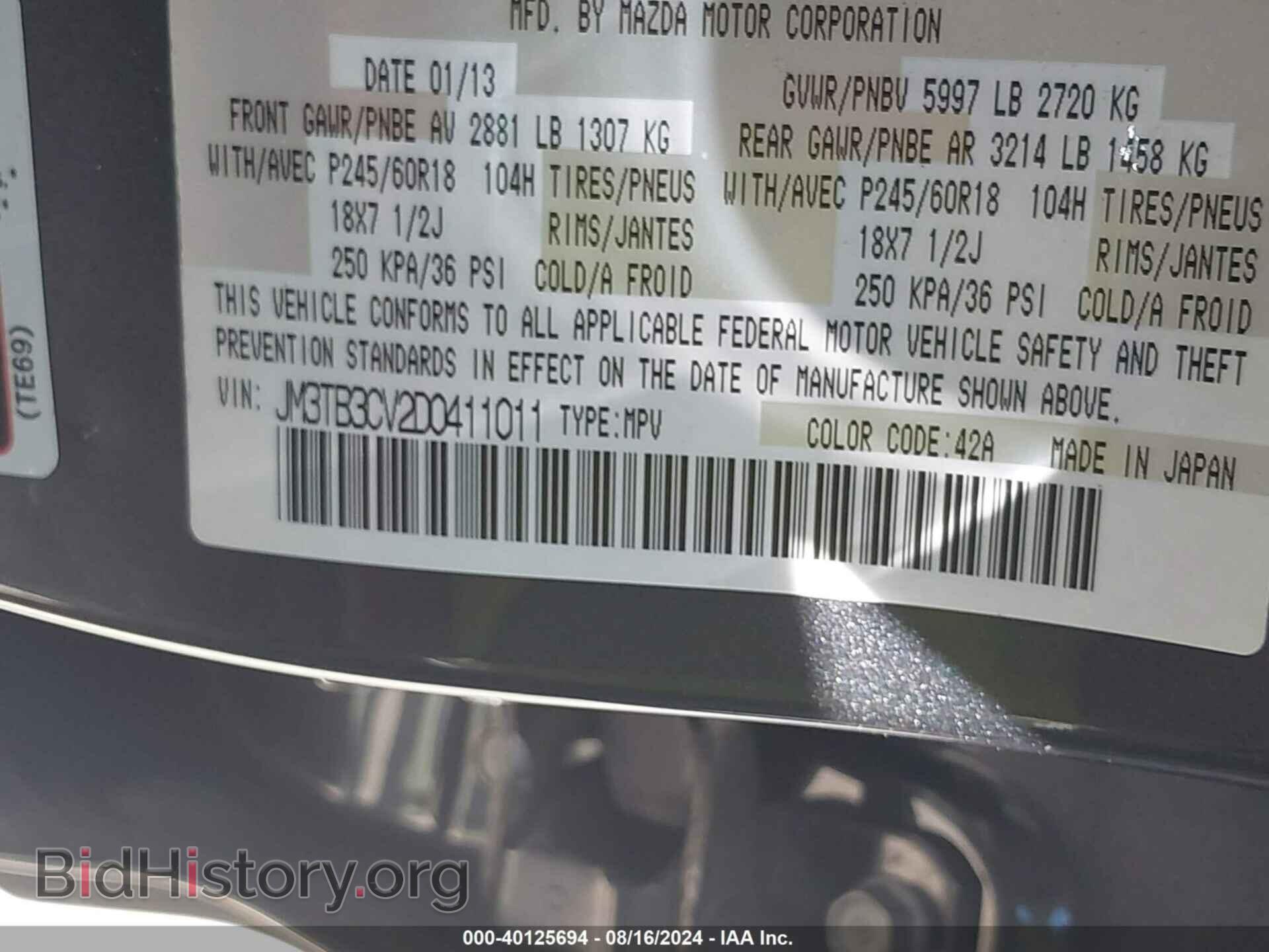 2013 MAZDA CX-9 - VIN: JM3TB3CV2D0411011 - Фото 9