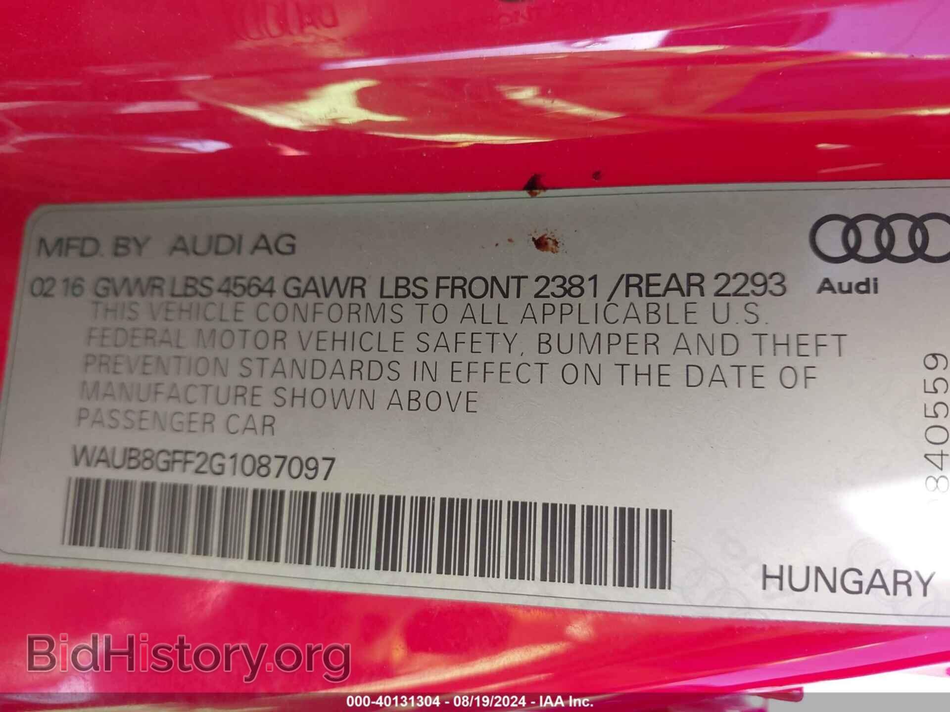 2016 AUDI A3 - VIN: WAUB8GFF2G1087097 - Фото 9
