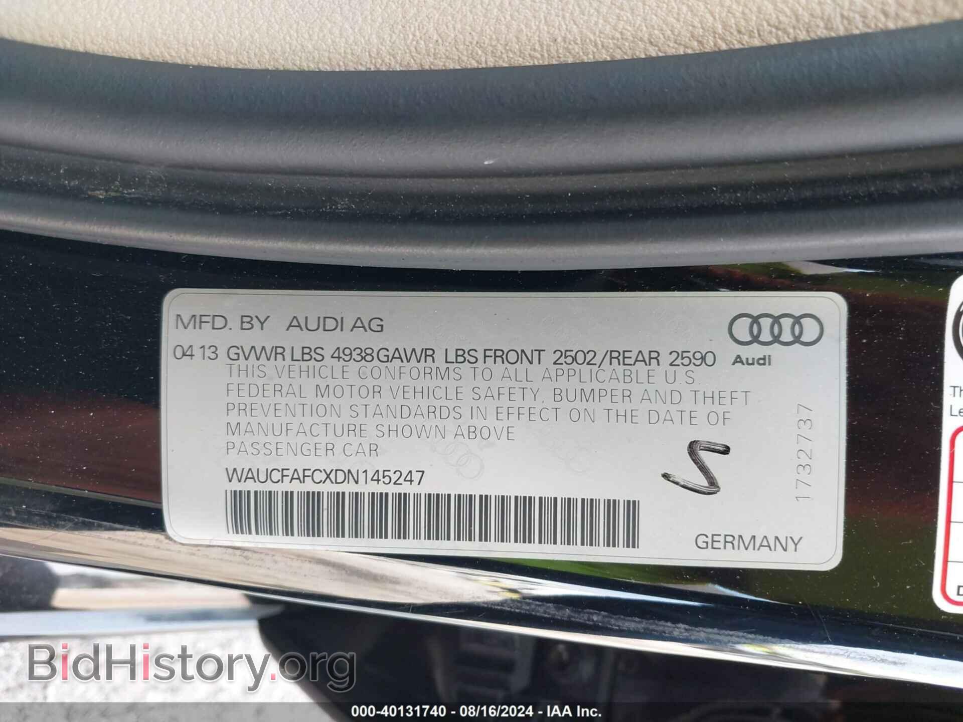 2013 AUDI A6 - VIN: WAUCFAFCXDN145247 - Фото 9