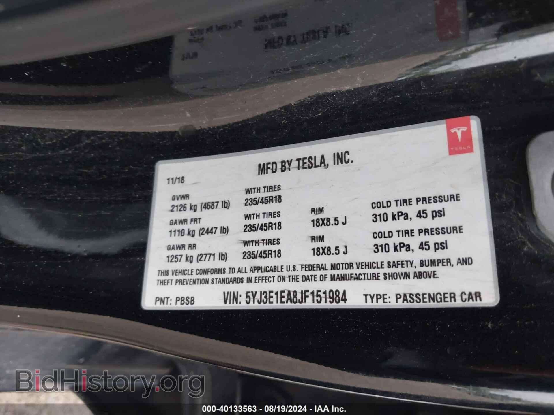 2018 TESLA MODEL 3 - VIN: 5YJ3E1EA8JF151984 - Photo 9