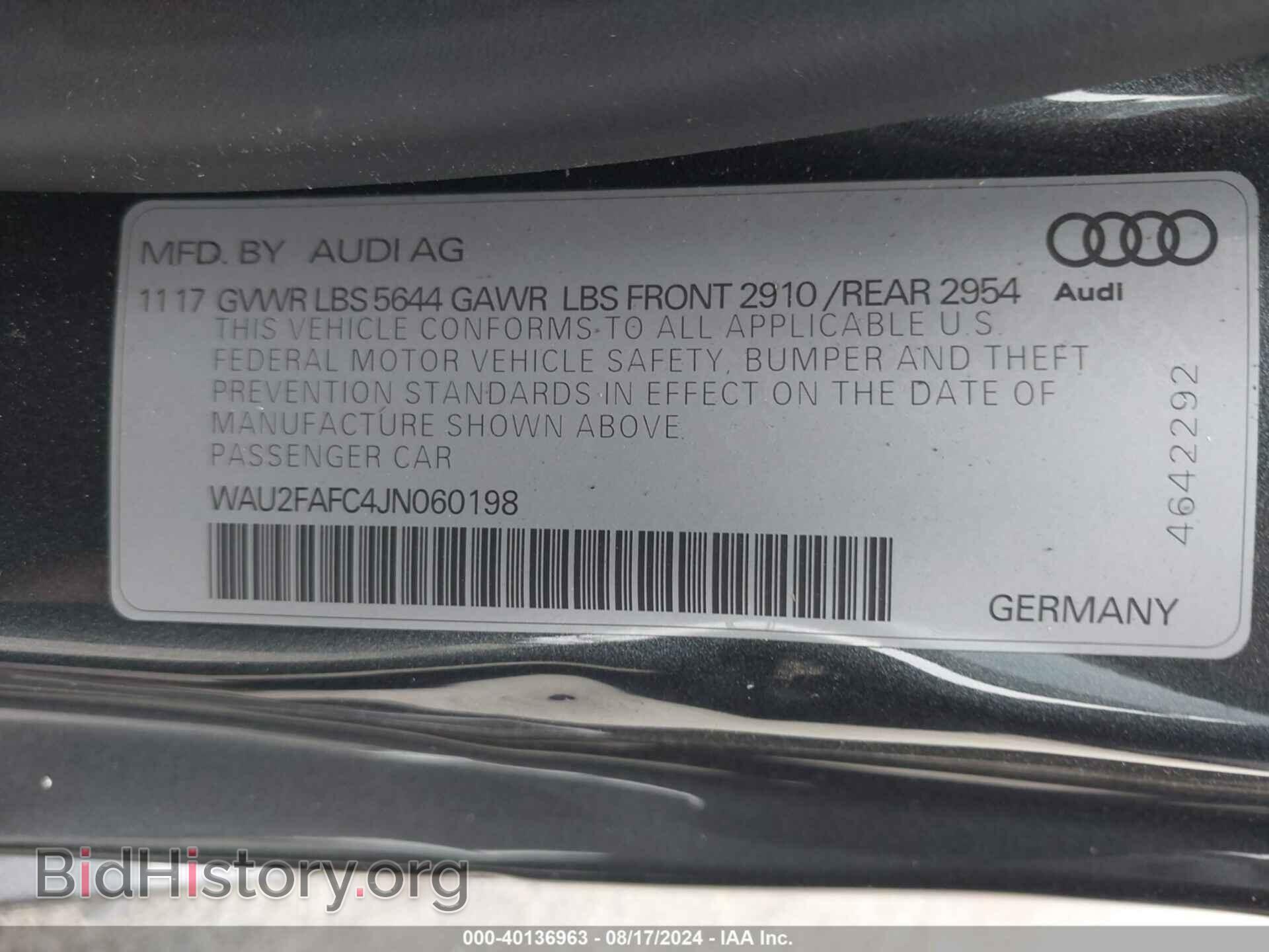 2018 AUDI S7 - VIN: WAU2FAFC4JN060198 - Фото 9