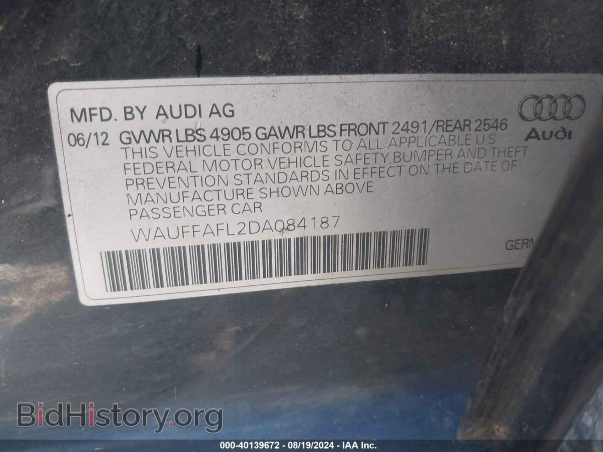 2013 AUDI A4 - VIN: WAUFFAFL2DA084187 - Фото 9