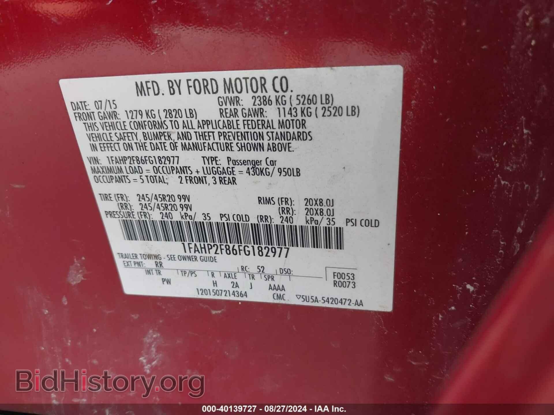 2015 FORD TAURUS - VIN: 1FAHP2F86FG182977 - Фото 9