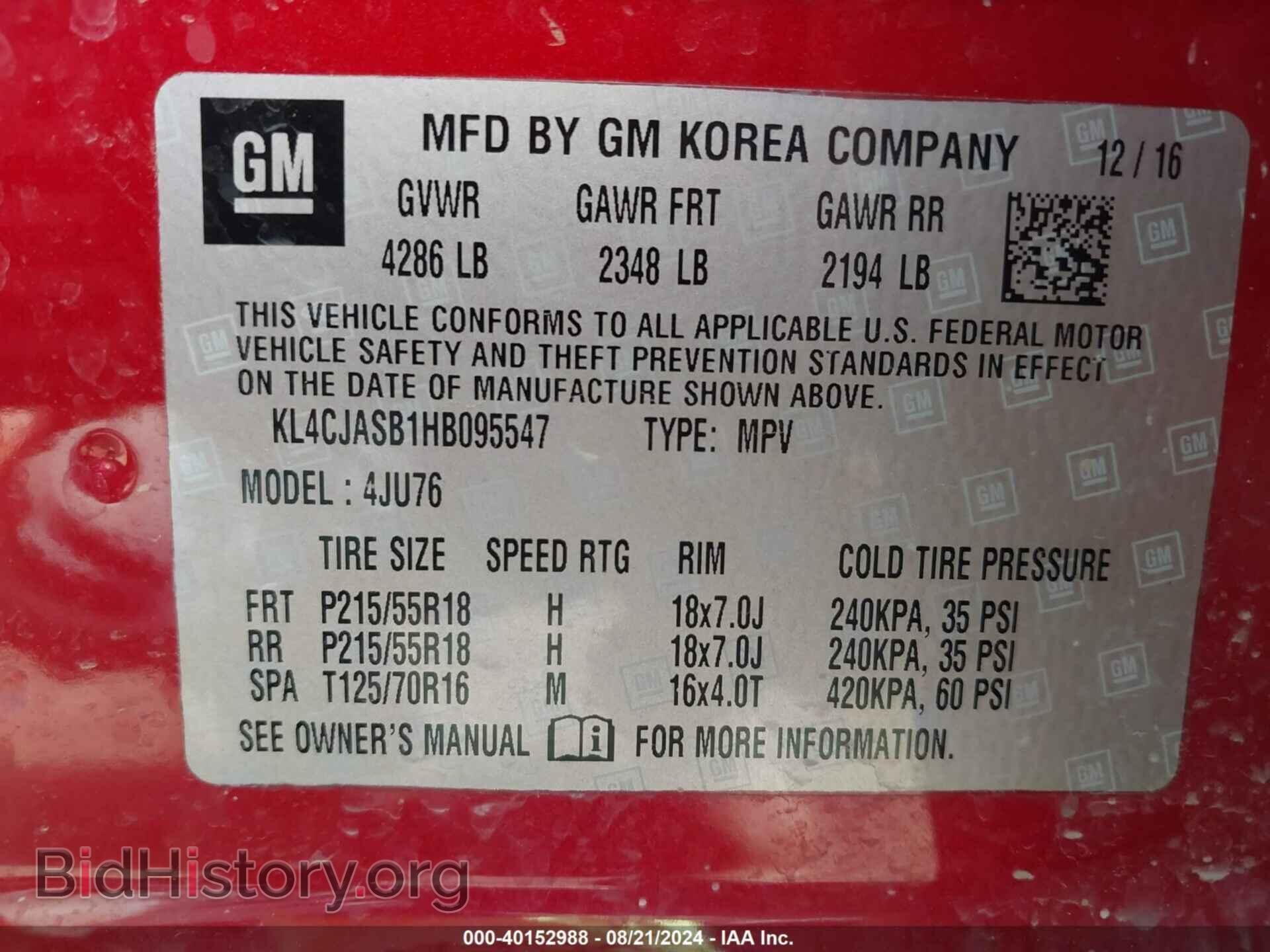 2017 BUICK ENCORE - VIN: KL4CJASB1HB095547 - Photo 9