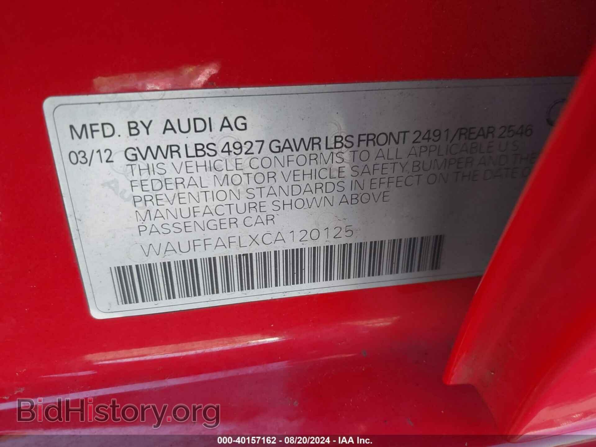 2012 AUDI A4 - VIN: WAUFFAFLXCA120125 - Фото 9